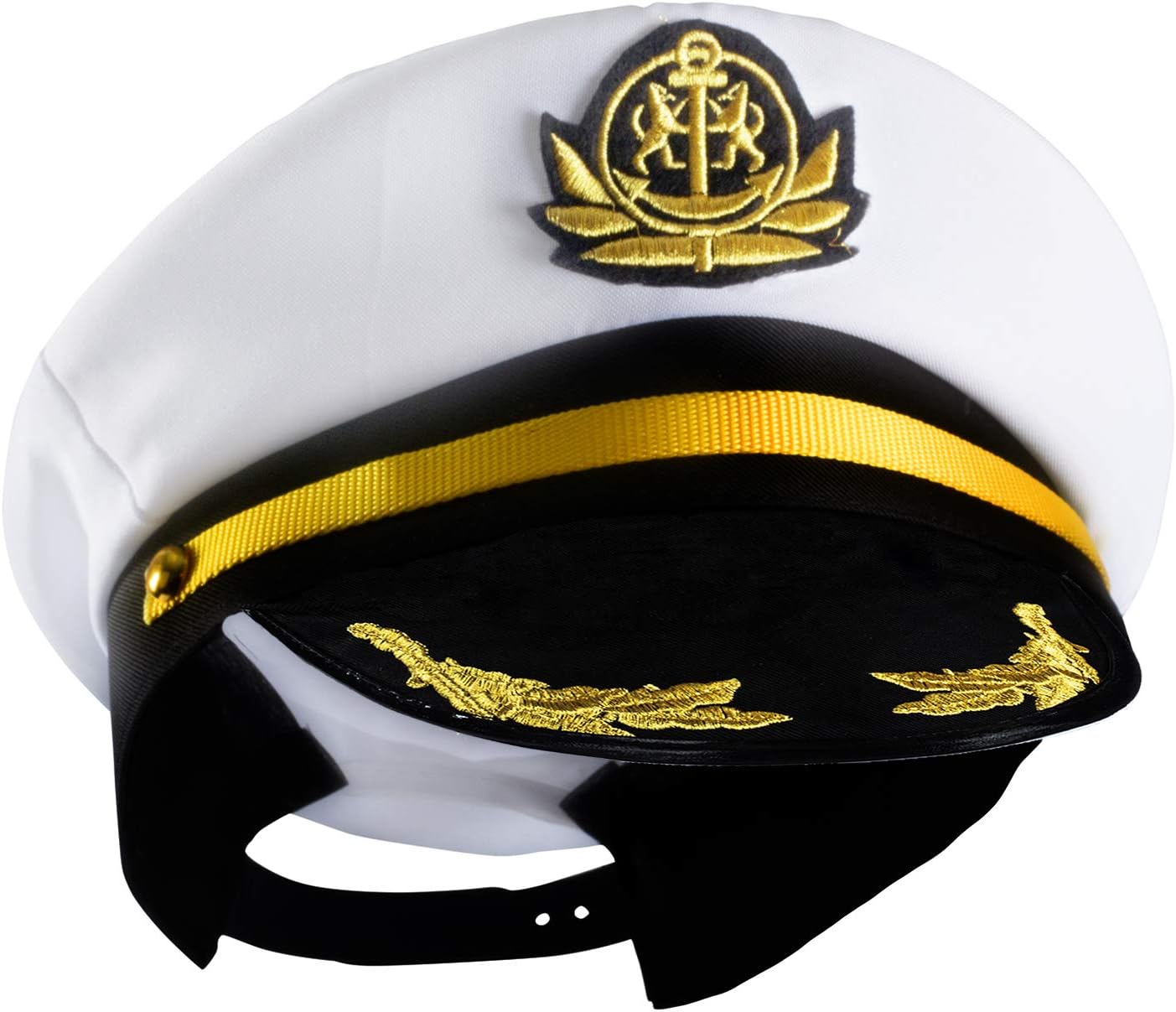 Funny Party Hats Yacht Captain Hat – Sailor Cap, Skipper Hat, Navy Marine Hat - Adjustable - Costume Accessories (White)