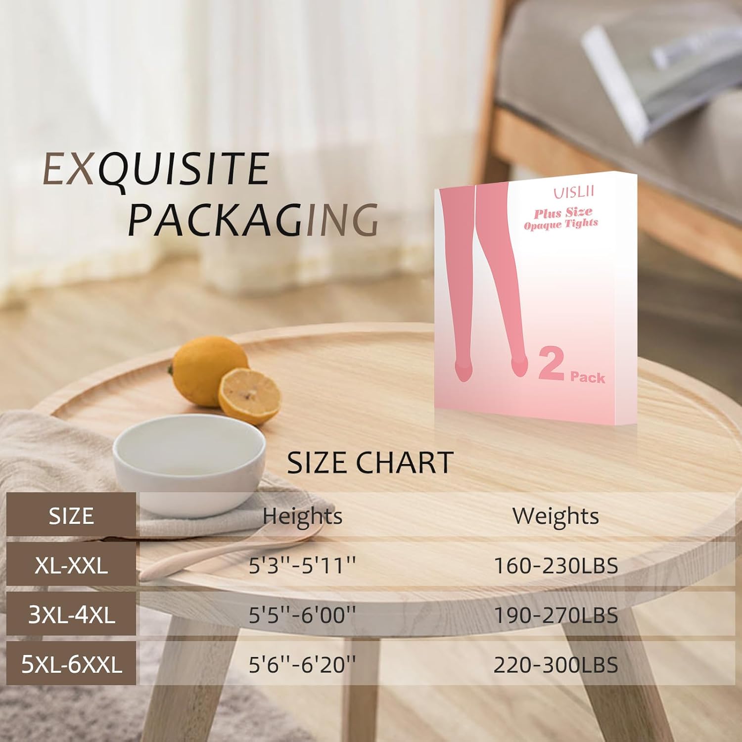Plus Size Tights for Women,2 pairs 80D Semi Opaque Tights women,Solid Color Soft High Waist Stockings Size Up to 6XL. - Image 5