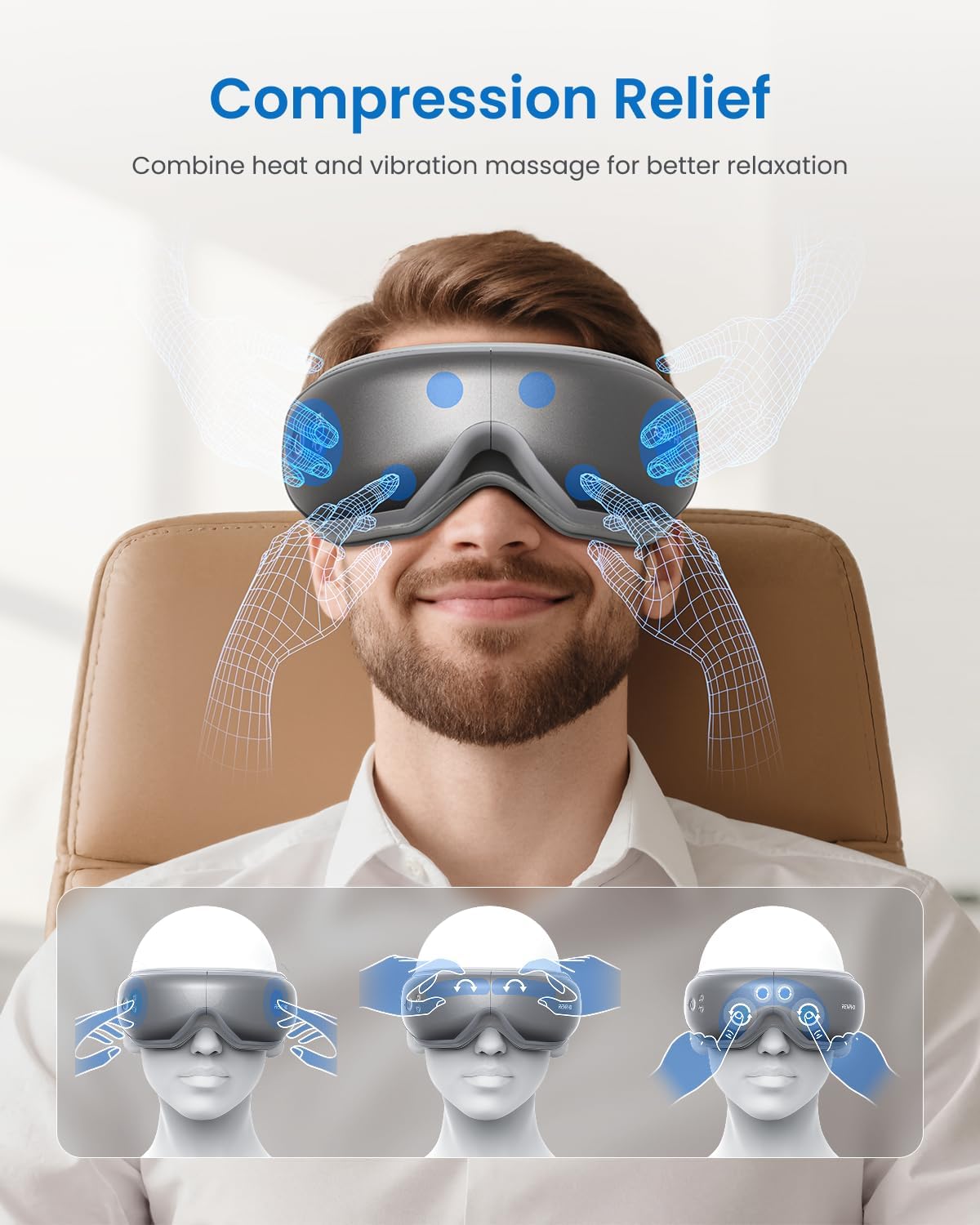 RENPHO Eye Massager with Heat, Mothers Day Birthday Gifts for Mom Women Men Her, FSA Eligible HSA Eye Mask for Migraine Relief,Sleep Mask for Dry Eyes Relax, Reduce Strain for Men Dad Eyeris 1 - Image 4