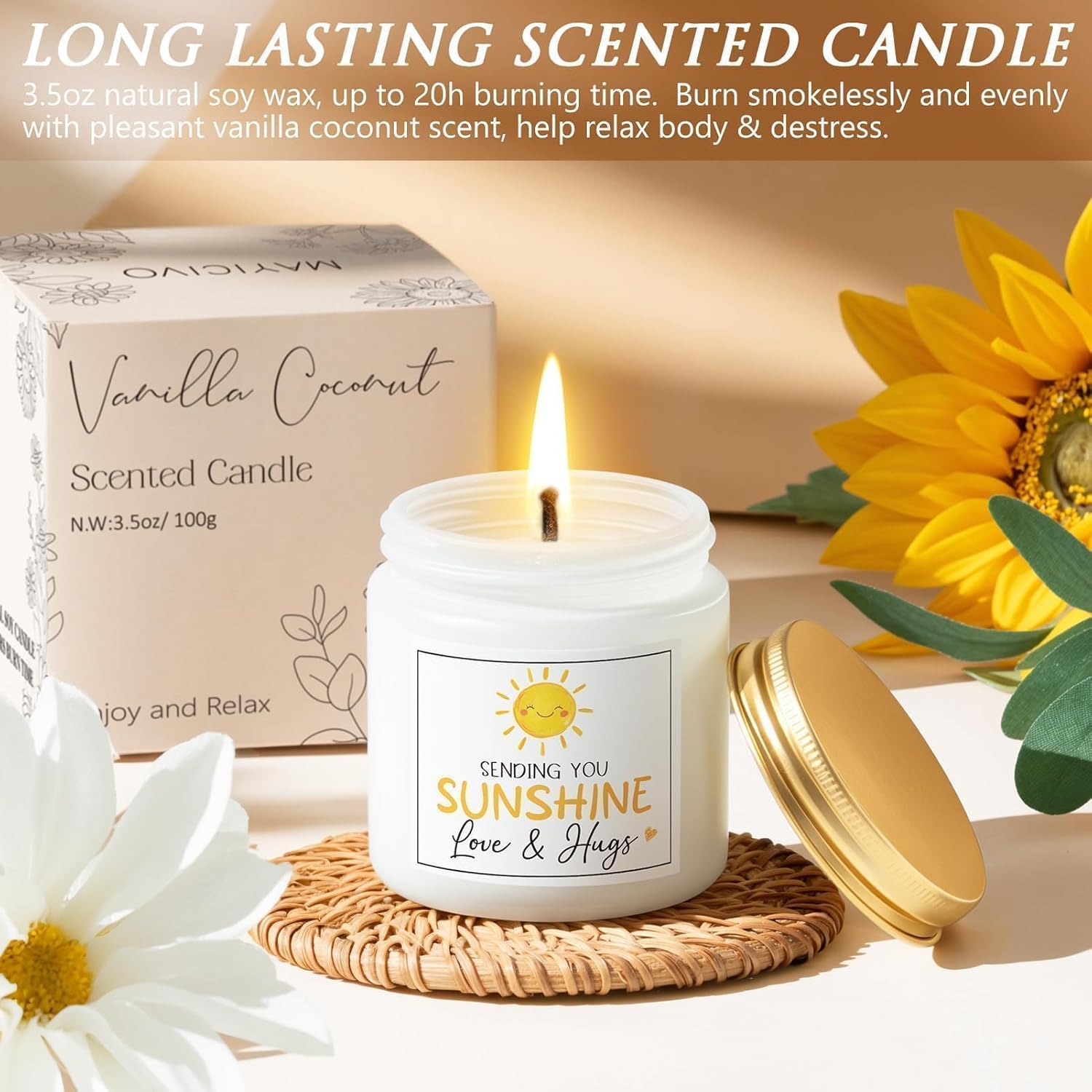 Birthday Gifts for Women Self Care Get Well Soon Gift Basket, Spa Care Package Thinking of You Sunflower Gifts, Sending Sunshine Box Unique Easter Mother's Day Gift for Women Mom Sister Her Grandma - Image 7