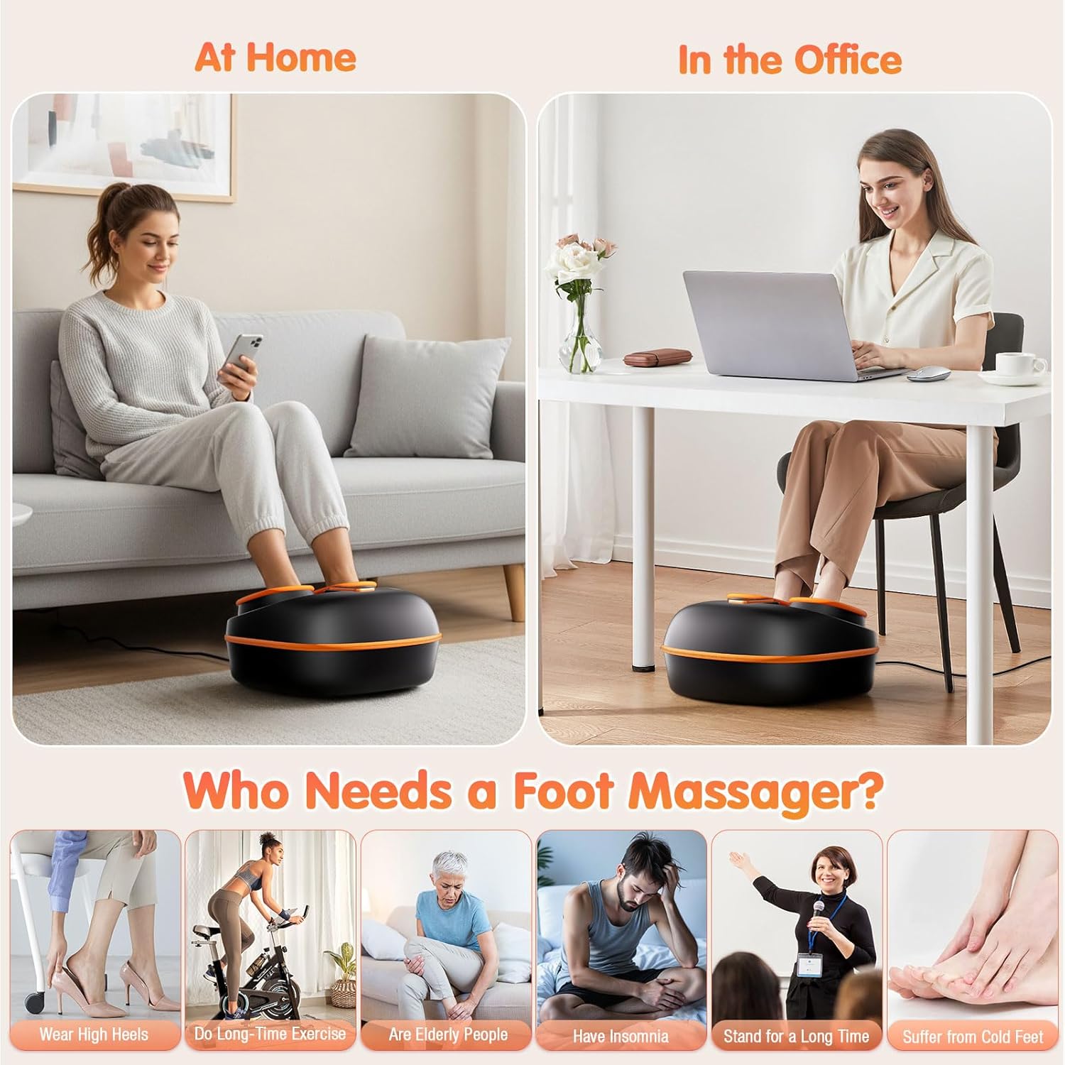 Foot Massager Machine with Heat, Upgrade 6 Airbags 29 Nodes Deep Rolling, Compression, Ankle Kneading, Shiatsu Foot Massager for Neuropathy Plantar Fasciitis, Gifts for Men Women Fits Up to 13" - Image 9