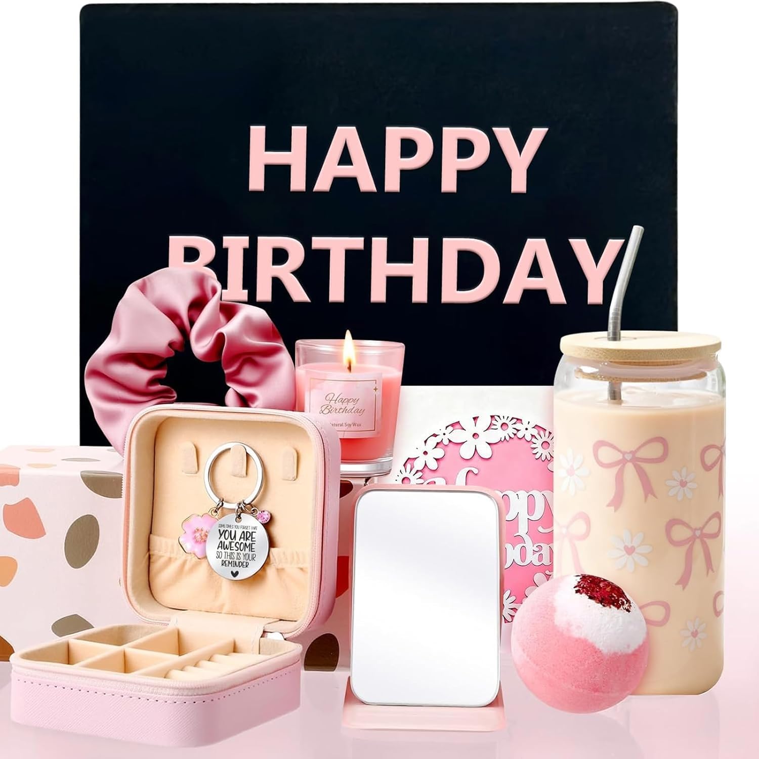 Birthday Gifts For Teen Girl, Happy Birthday Box For Girl, Sister, Daughter, Niece, Friends, Cute Daisy Glass Cups Gift Baskets Set for 12 14 15 16 17 18 19th Girls