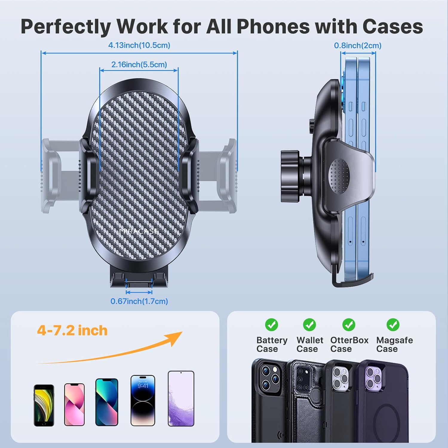 Miracase Phone Holders for Your Car with Metal Hook Clip, Air Vent Cell Phone Stand Car Mount, Universal Automobile Cradle for Garmin GPS Fit iPhone Android and All Smartphones, Dark Black - Image 6