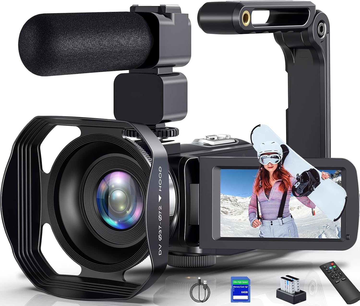 8K 64MP Video Camera Camcorder IR Night Vision Vlogging Camera 18X Zoom WiFi Digital Camera for YouTube 3.0'' Touch Screen Camcorder with 64GB SD Card, 2 Batteries, Remote Control, Mic and Stabilizer