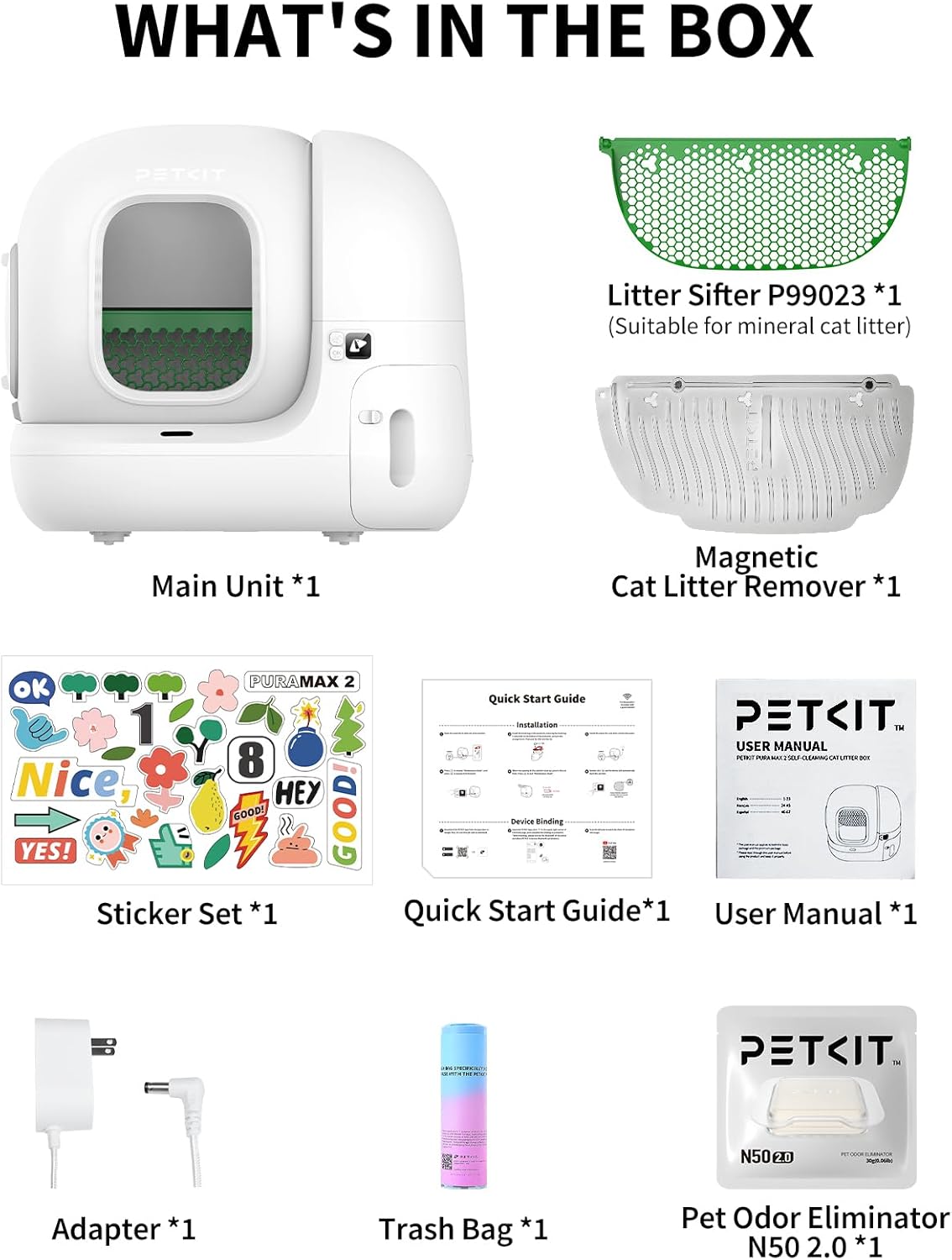 PETKIT PuraMax 2 Automatic Self-Cleaning Cat Litter Box, App Control Automatic Litter Box with Safety Sensors, Odor Free & Anti-Leakage Basic Bundle Includes Trash Bags,2.4G WiFi & Low Entrance - Image 9