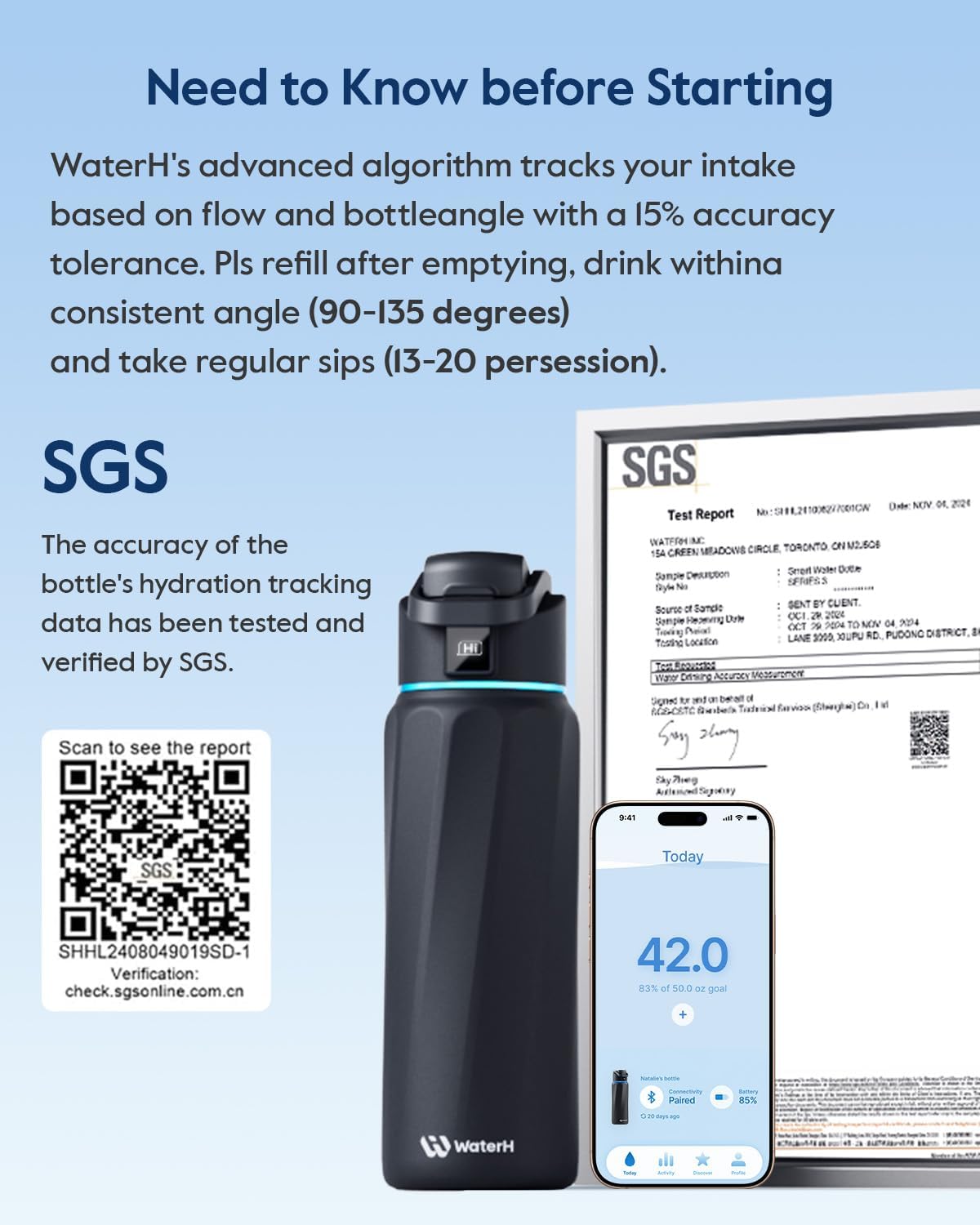 BOOST Smart Water Bottle with Reminder & Tracker, Double Wall Vacuum Insulated Bottles Stainless Steel, 32oz BPA-Free Wide Mouth for School, Gym, Office, Ideal for Mother's Day Gifts - Image 6