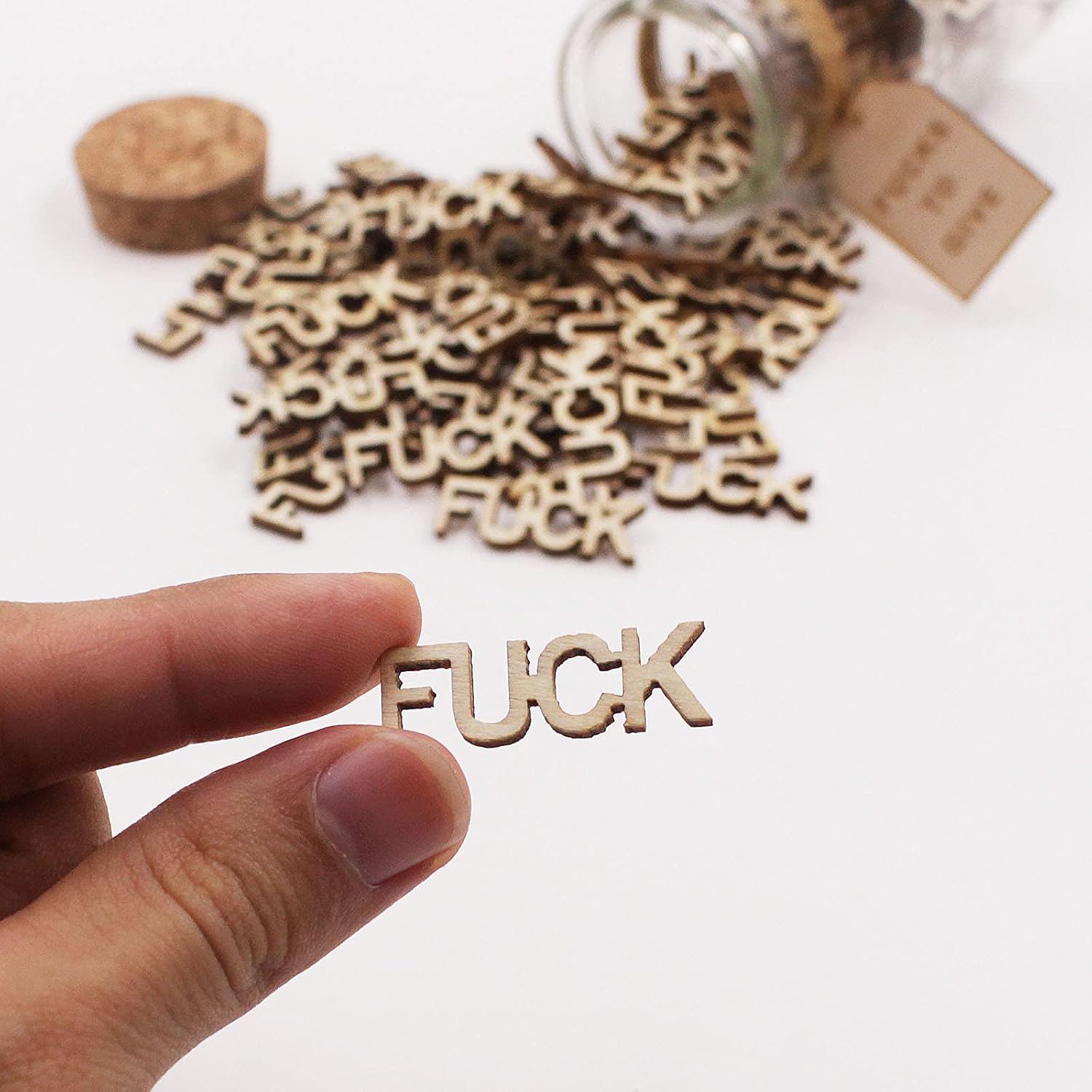 fuck jar(5oz) Gift Jar,Fucks to Give,Fuck Wooden Cutout Letter Piece Bad Mood Vent Spoof Birthday Day,Holiday, Thanksgiving Christmas Gifts to Friend,Gag Funny Gift - Image 4