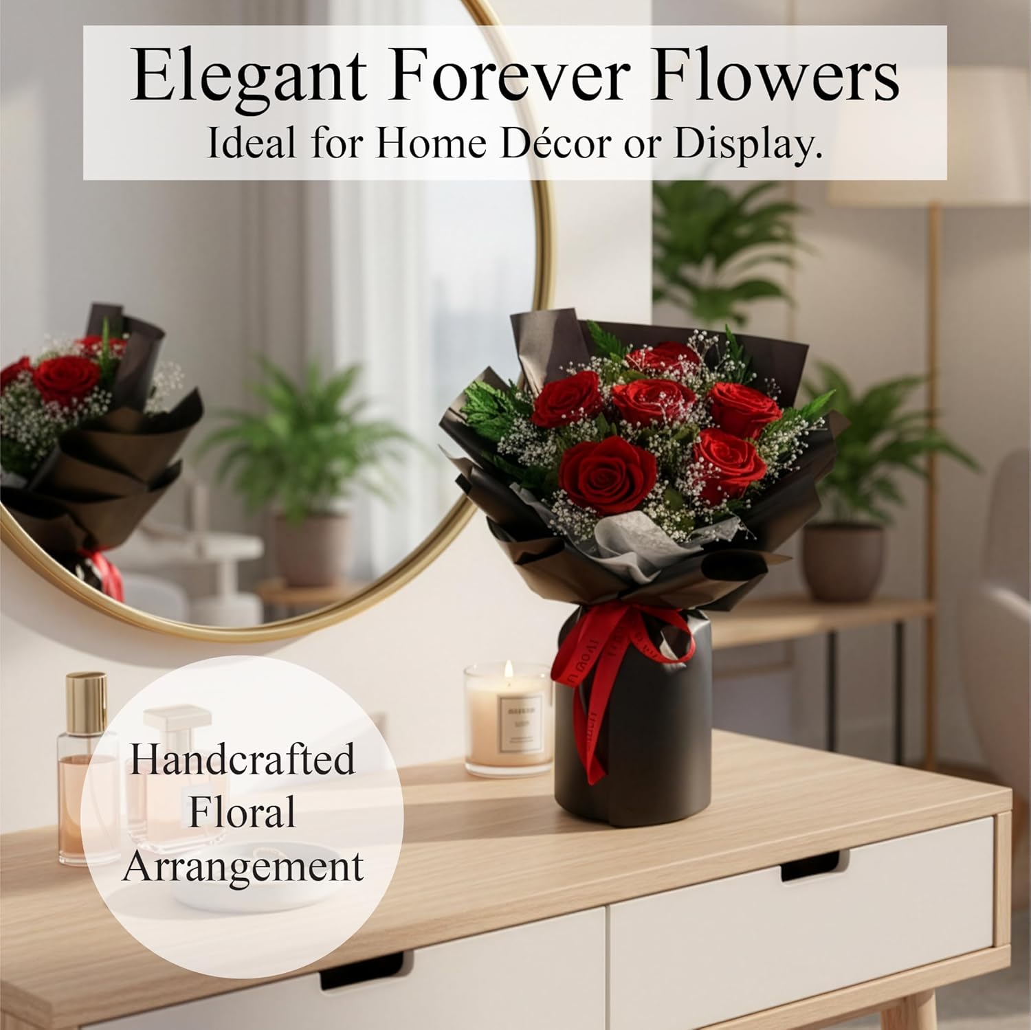 TUCCI FLORAL-Preserved Real Red Roses Bouquet, Forever Flowers with Baby’s Breath, Long Lasting Luxury Gift for Birthday, Anniversary, Mother’s Day Girlfriend Wife Grandma Her Women, Delivery Tomorrow - Image 5