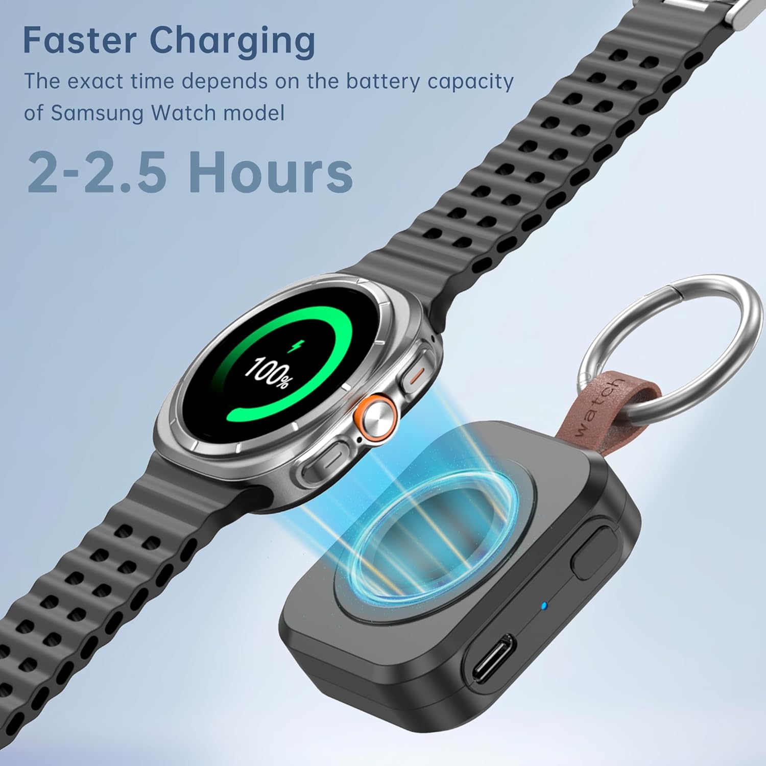 for Samsung Galaxy Watch Charger,1200mAh Portable Charger for Samsung Galaxy Watch 8/8 Classic/7/Ultra/6/6 Classic/5/5 Pro/4/3,Active 2/1 (Black) - Image 4