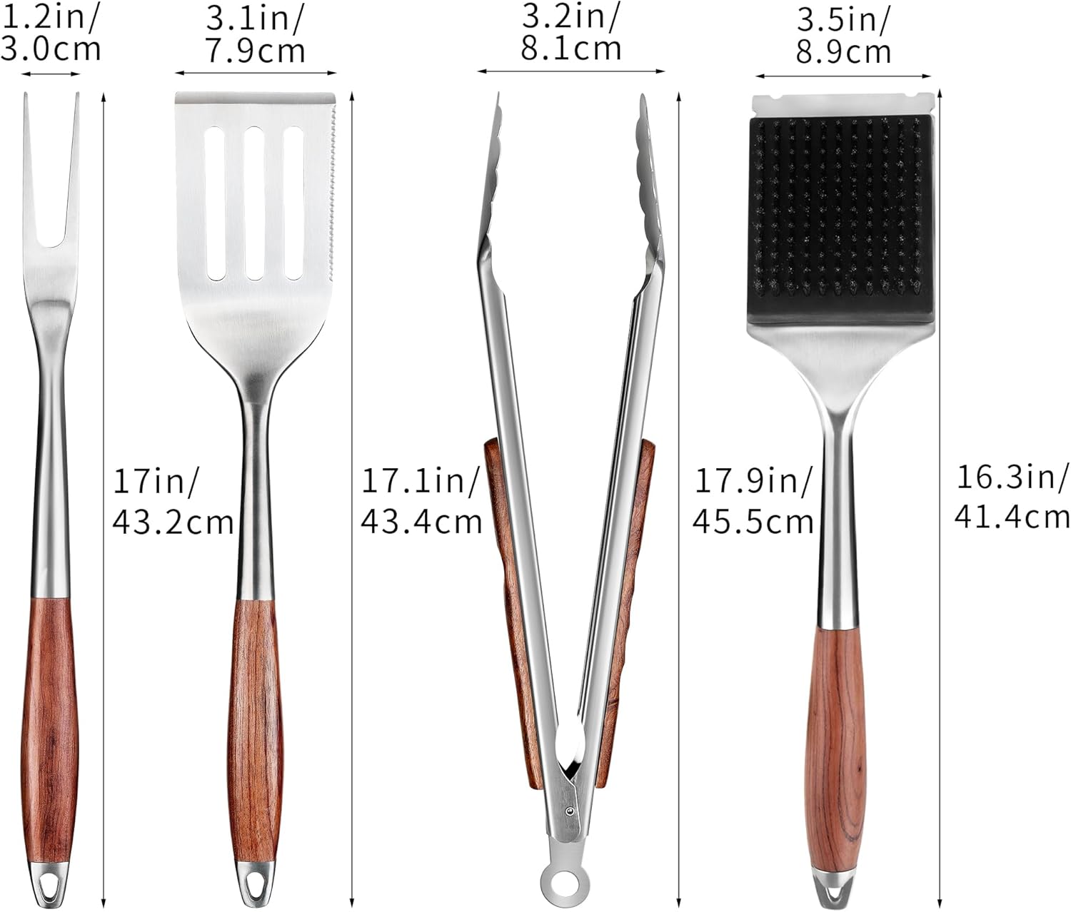 FJNATINH Heavy-Duty Grilling Accessories Rose Wooden BBQ Grilling Tools Set,Outdoor Grill Set with Spatula, Fork, Brush & Tongs,Essential Accessories for Barbecue & Grill. Ideal Gift for Men - Image 9