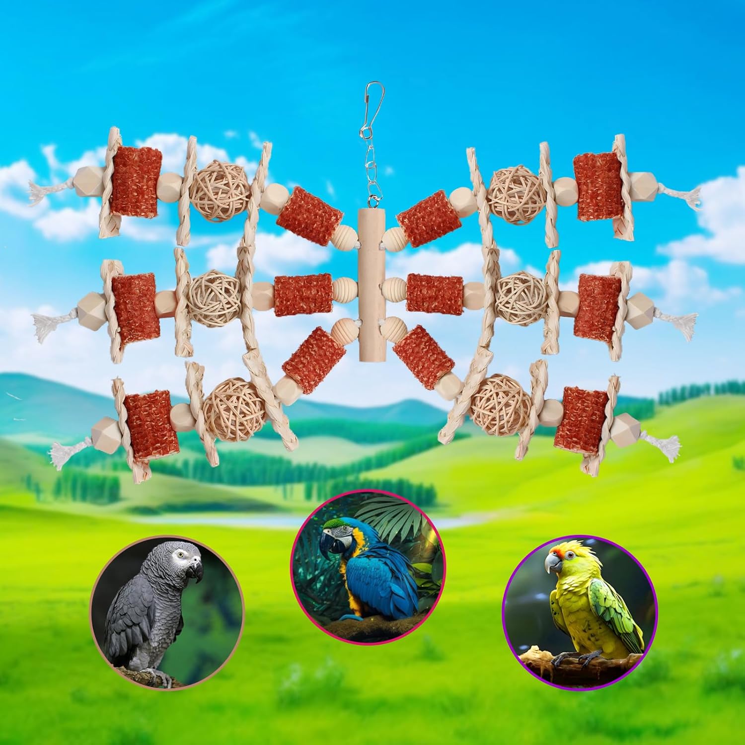 Bird Toys, Natural Corn Stick Parrot Toys Hanging in Bird Cages,for Small and Medium-Sized Macaws,African Grey,Cockatoos,Cockatiel,Sun Conure,Amazon Parrots - Image 4