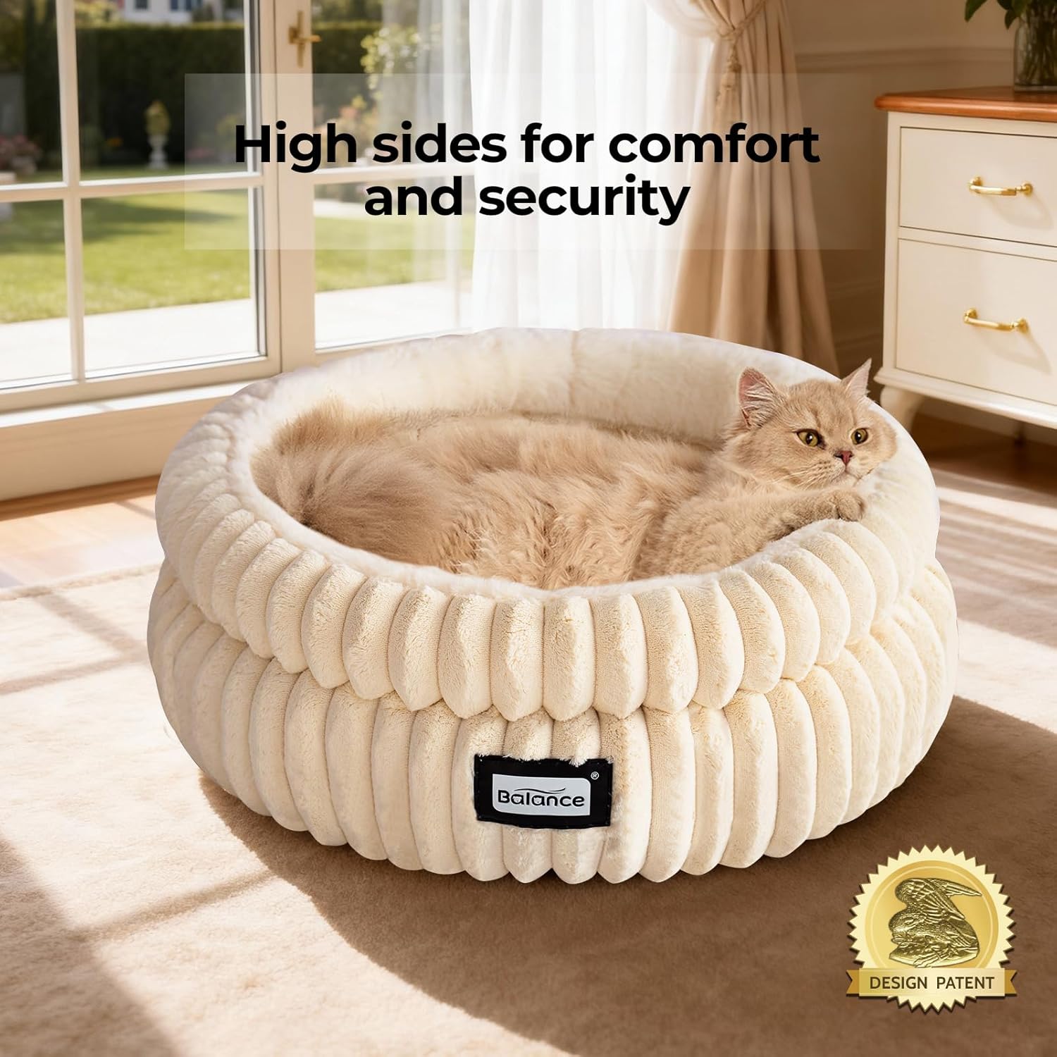 BALANCE Cat Bed Kitten Bed, Washable Round Cat Beds for Indoor Cats,Super Soft Plush Faux Fur Pet Bed for Puppy and Kitten with Anti-Slip Bottom - Image 2