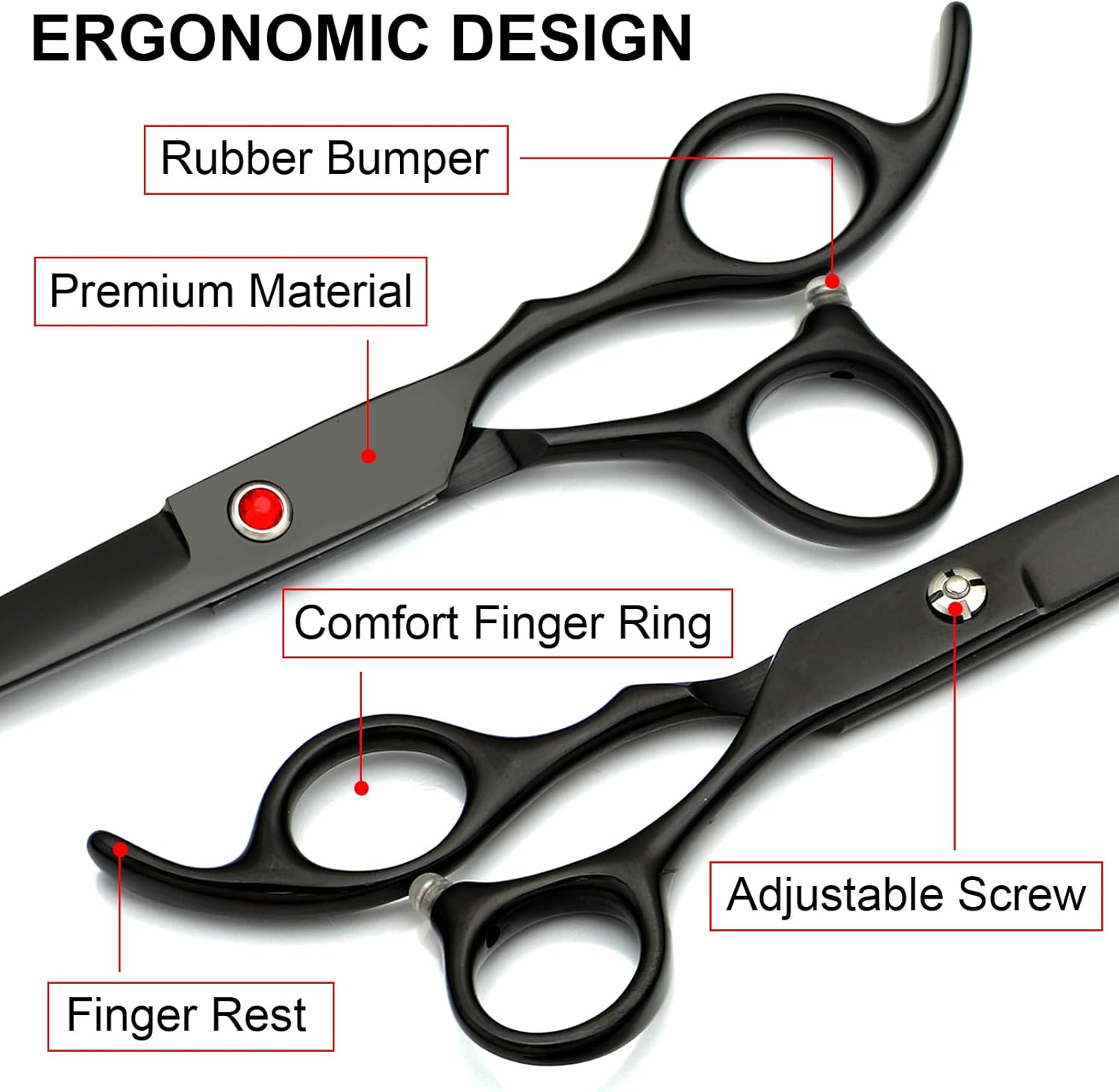 Professional Dog Grooming Scissors Kit Black 6 in 1, Dog Shears for Grooming 6CR Premium Stainless Steel Grooming Scissors Kit for Dogs Cat Pet - Image 6
