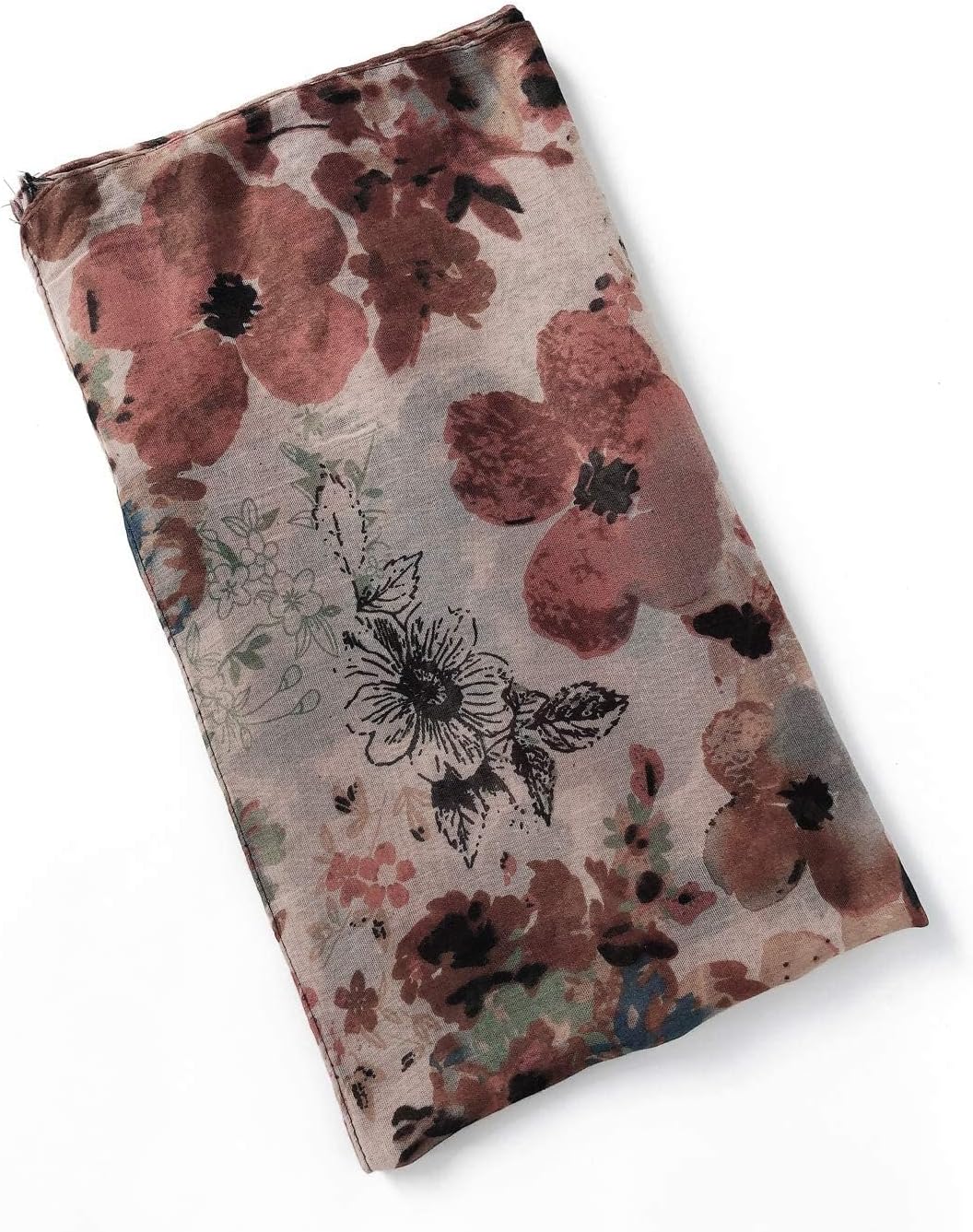 GERINLY Lightweight Scarves Fashion Flowers Print Women Cotton Wrap Scarf Head Shawl Winter Gift - Image 7