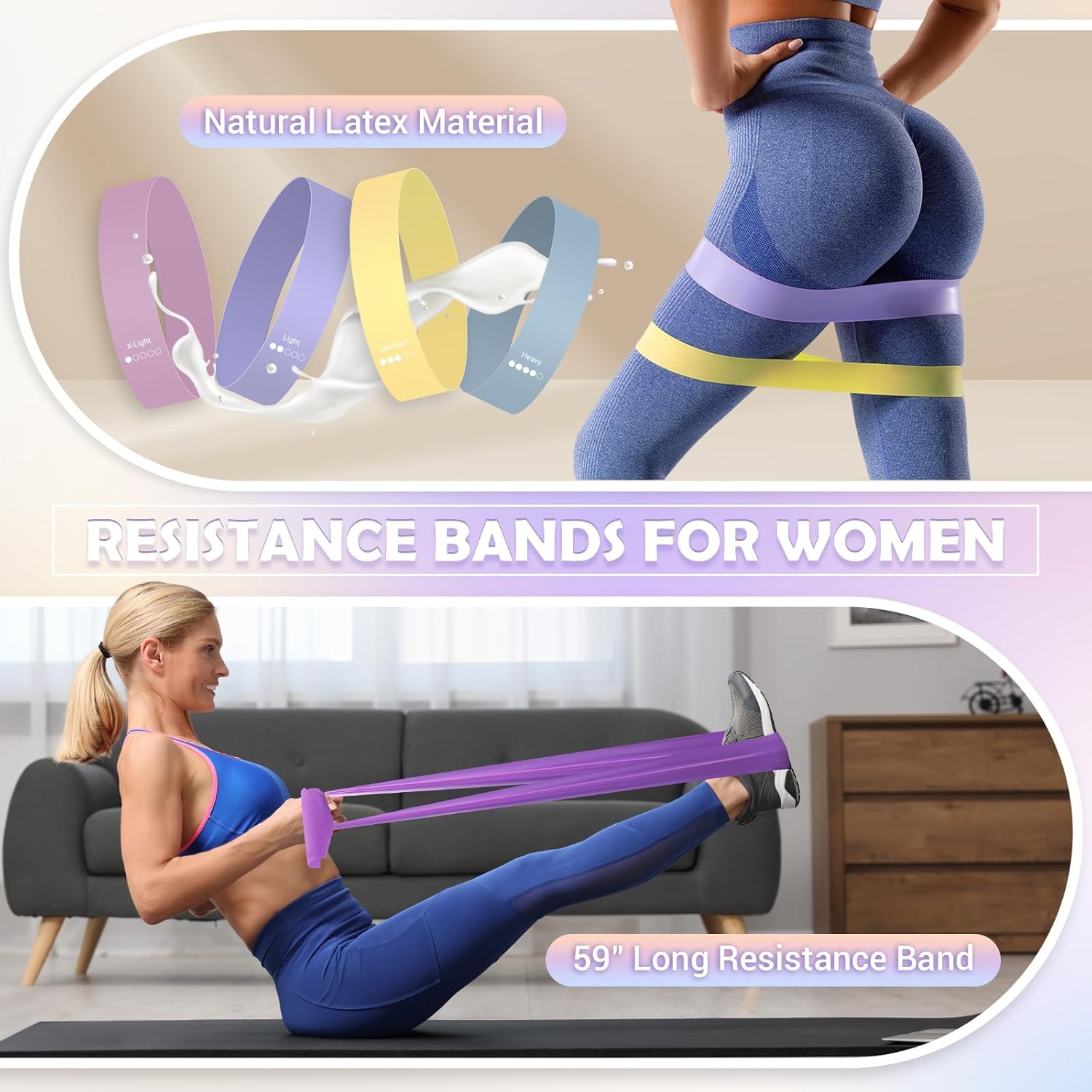 Pilates Ring Set for Women, 12" Pilates Ring and Ball Set with Resistance Bands for Home Workouts, Portable Pilates Kit with Bag & 2 Training Poster for Full Body Exercise - Image 3