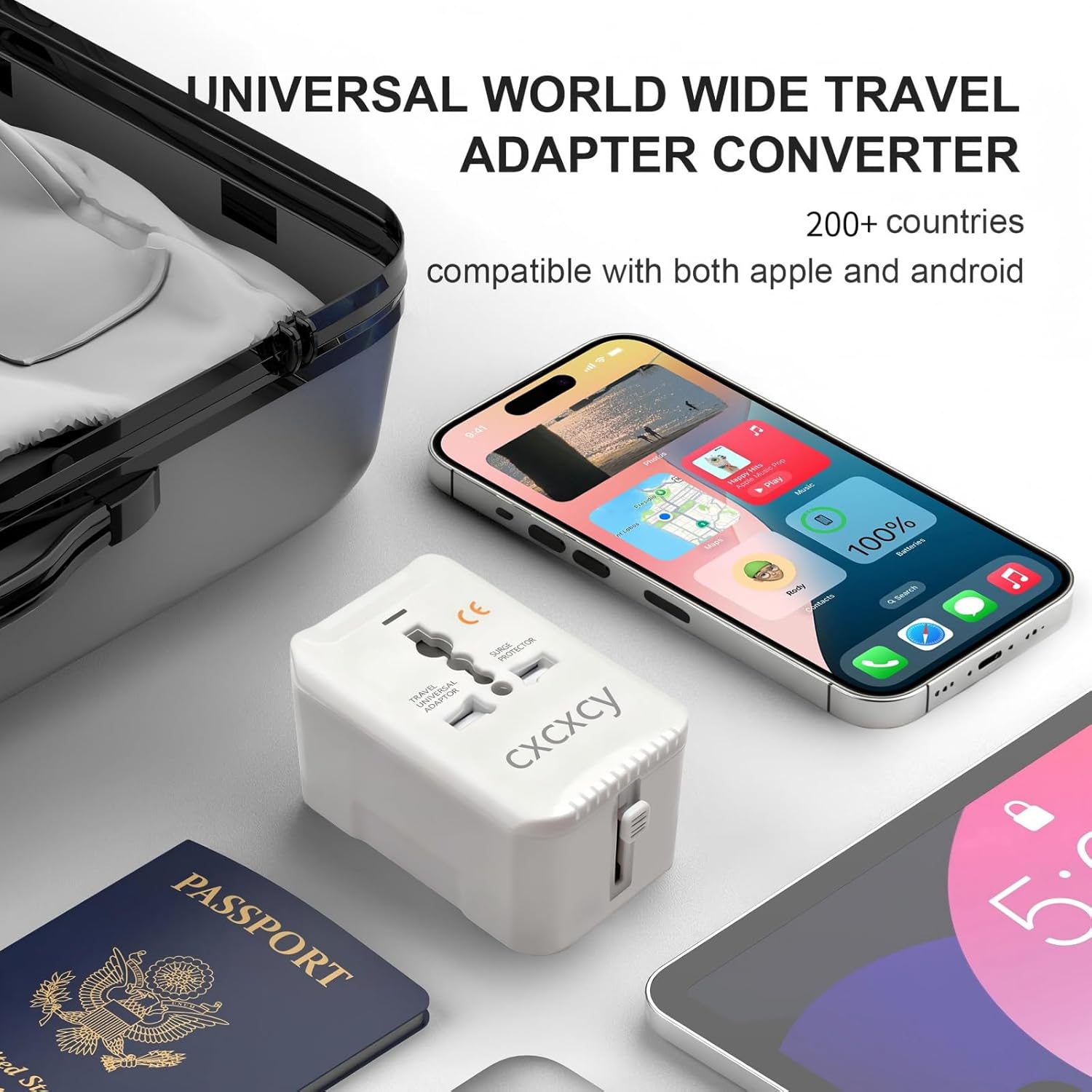 20W PD Fast Charging Universal Travel Adapter, 3-in-1 with 1 Type-C & 1 USB-A Ports, European Plug, International Power Adapter for US/JP/EU/UK/AUS/CHN, Worldwide Travel Essentials White - Image 5
