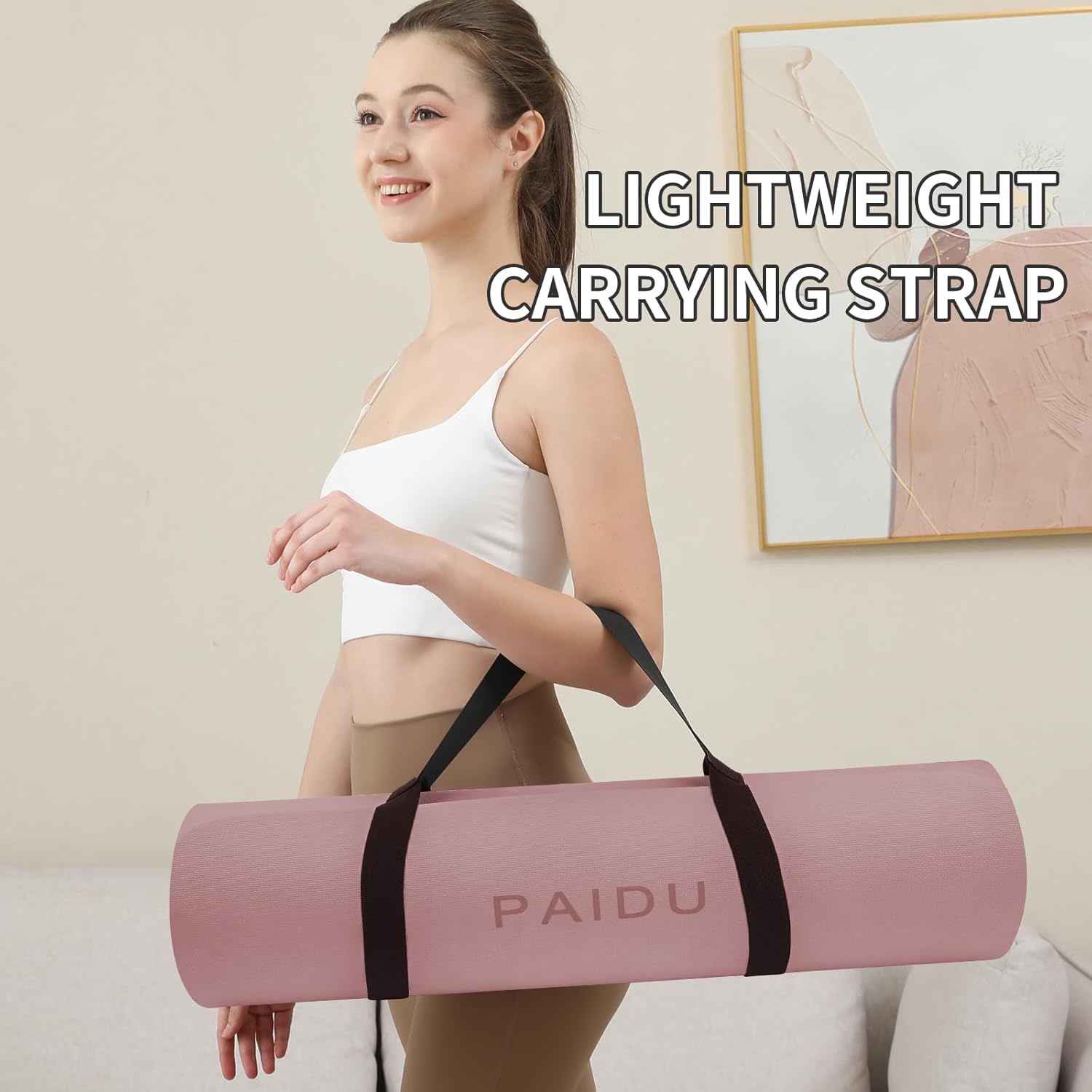 Yoga Mat Non Slip Anti-tear,extra thick-2/5 inch(10MM)High Resiliency Professional POE Yoga Mats for Women Men Kids,72"x24"inch,Workout, Yoga, Pilates and Floor Exercise, with Carrier Strap - Image 5