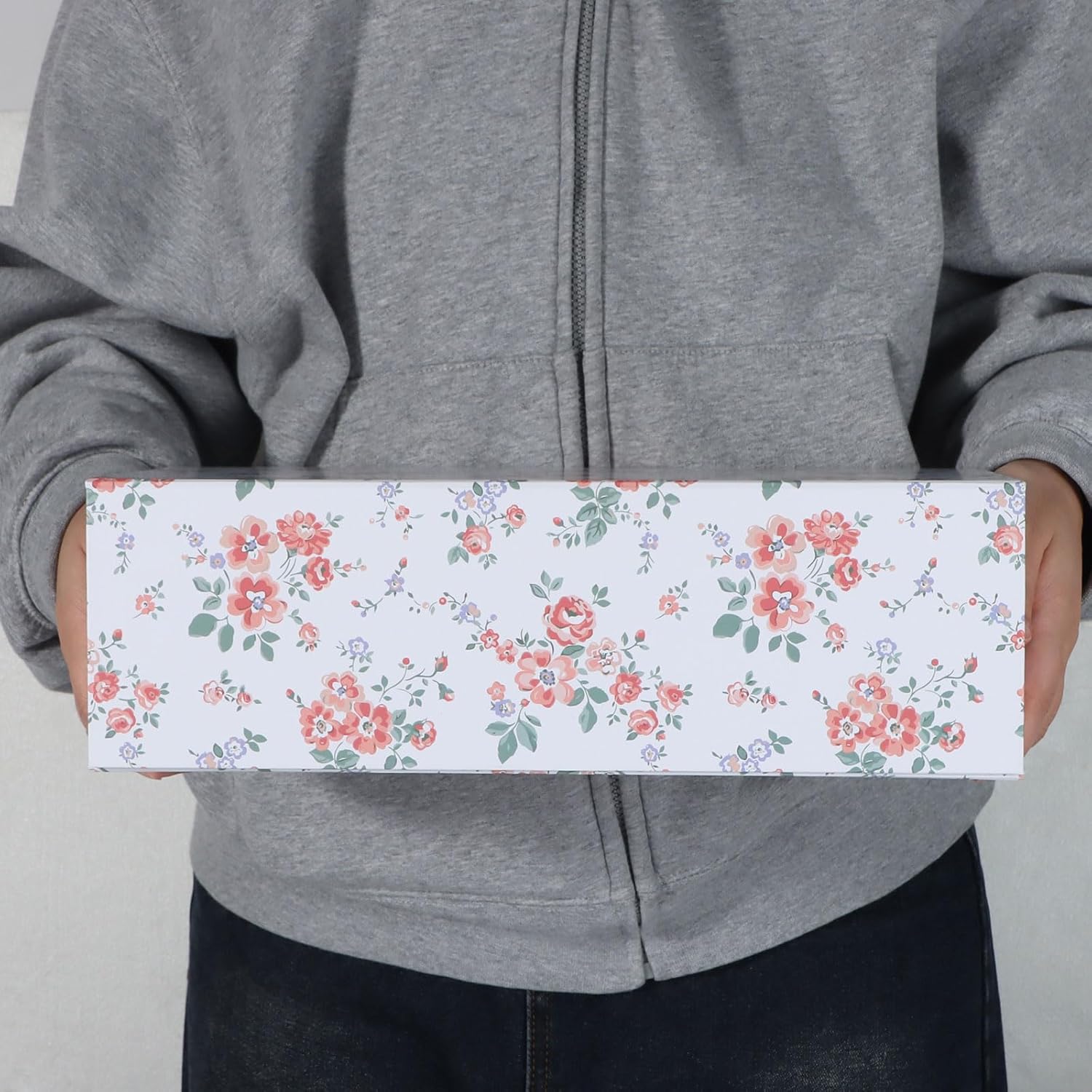 Rose Floral Gift Box with Magnetic Lids 13.8x8.3x4.4 in, Large Bridesmaid Proposal Boxes, Rectangle Wedding Decorative Storage Box 3 Pack - Image 5