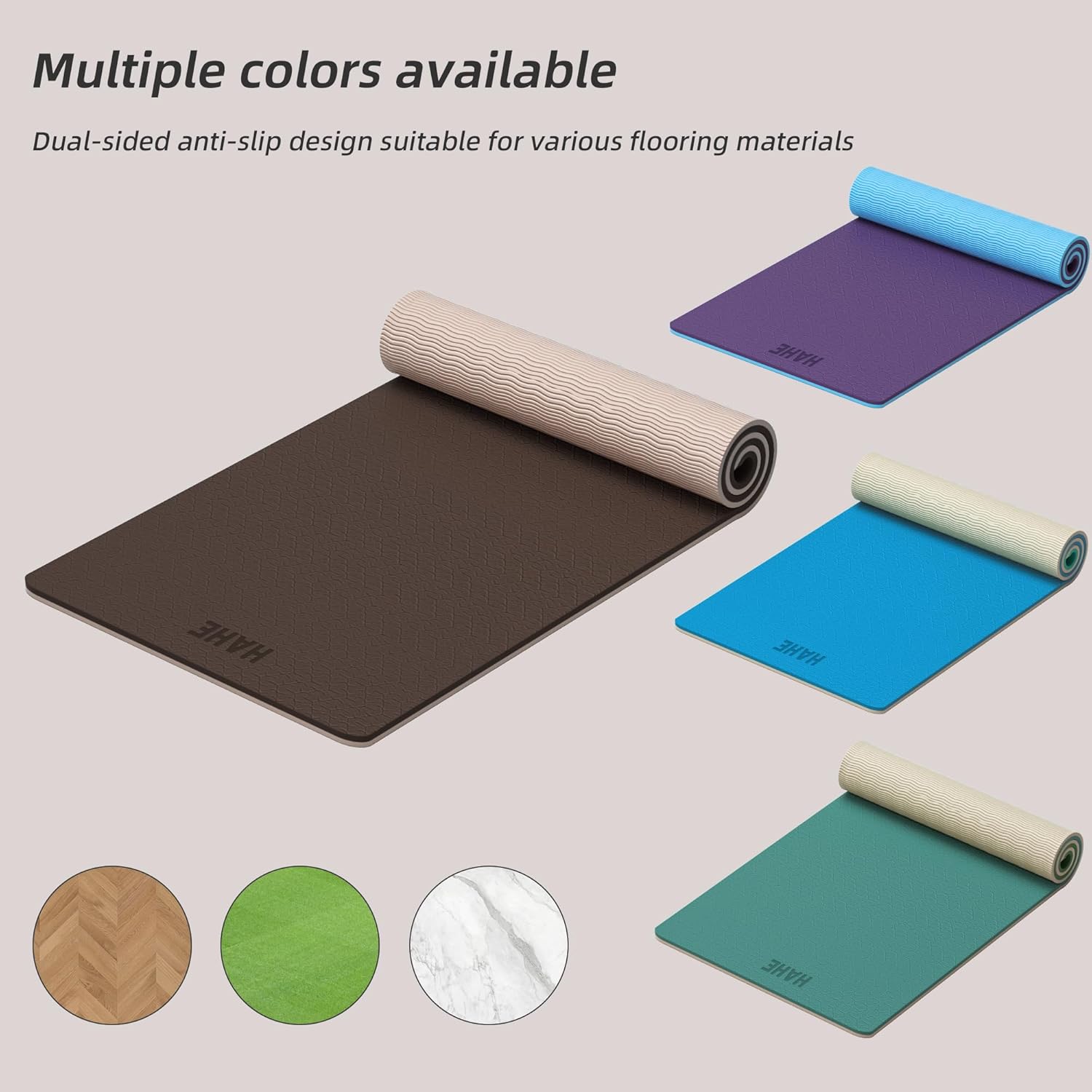 HAHE Yoga Mat Thick, 72"x32"x0.4"Th (10mm), Wide Non-Slip Exercise Mat with Carry Strap, Double-Sided POE Fitness Mat for Yoga, Pilates & Floor Workouts - Image 7