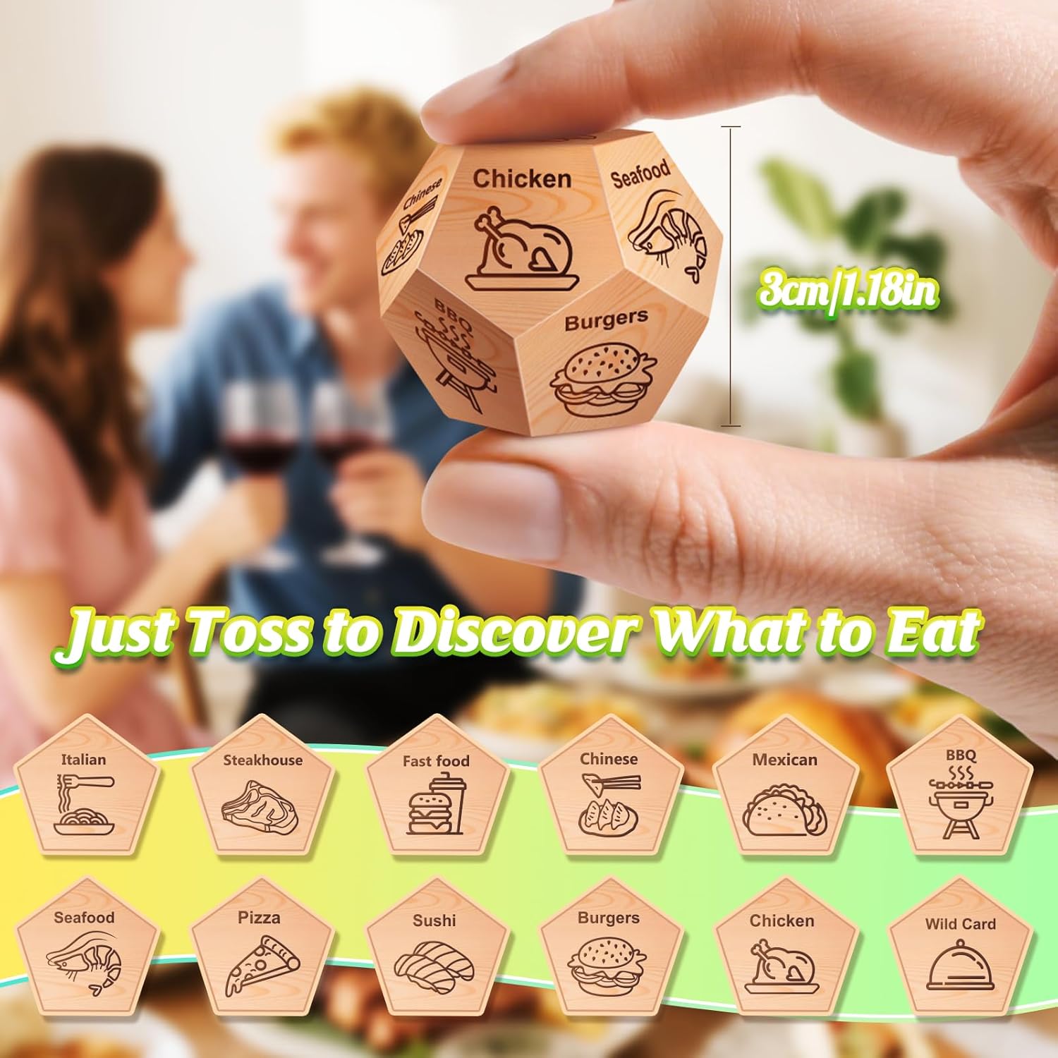 Easter Basket Stuffers Gifts for Teens Mens Adults, Husband Gifts for Fathers Day, Winzwon Date Night Food Decision Dice, Anniversary Birthday Wedding Couples Gifts for Him Women Boyfriend Girlfriend - Image 4