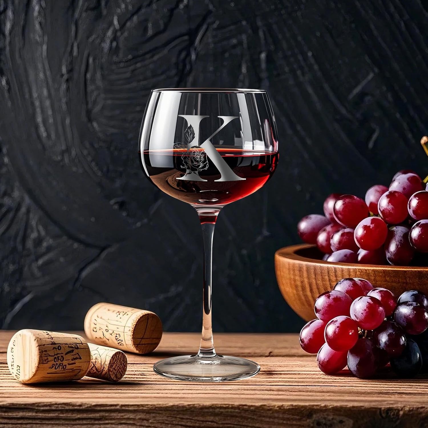 Personalized Gifts for Women, Monogrammed A-Z Wine Glass Customized Gift, Unique Christmas Birthday Gifts for Women Her Mom Friend Sister Wife Daughter Nurse (K) - Image 5