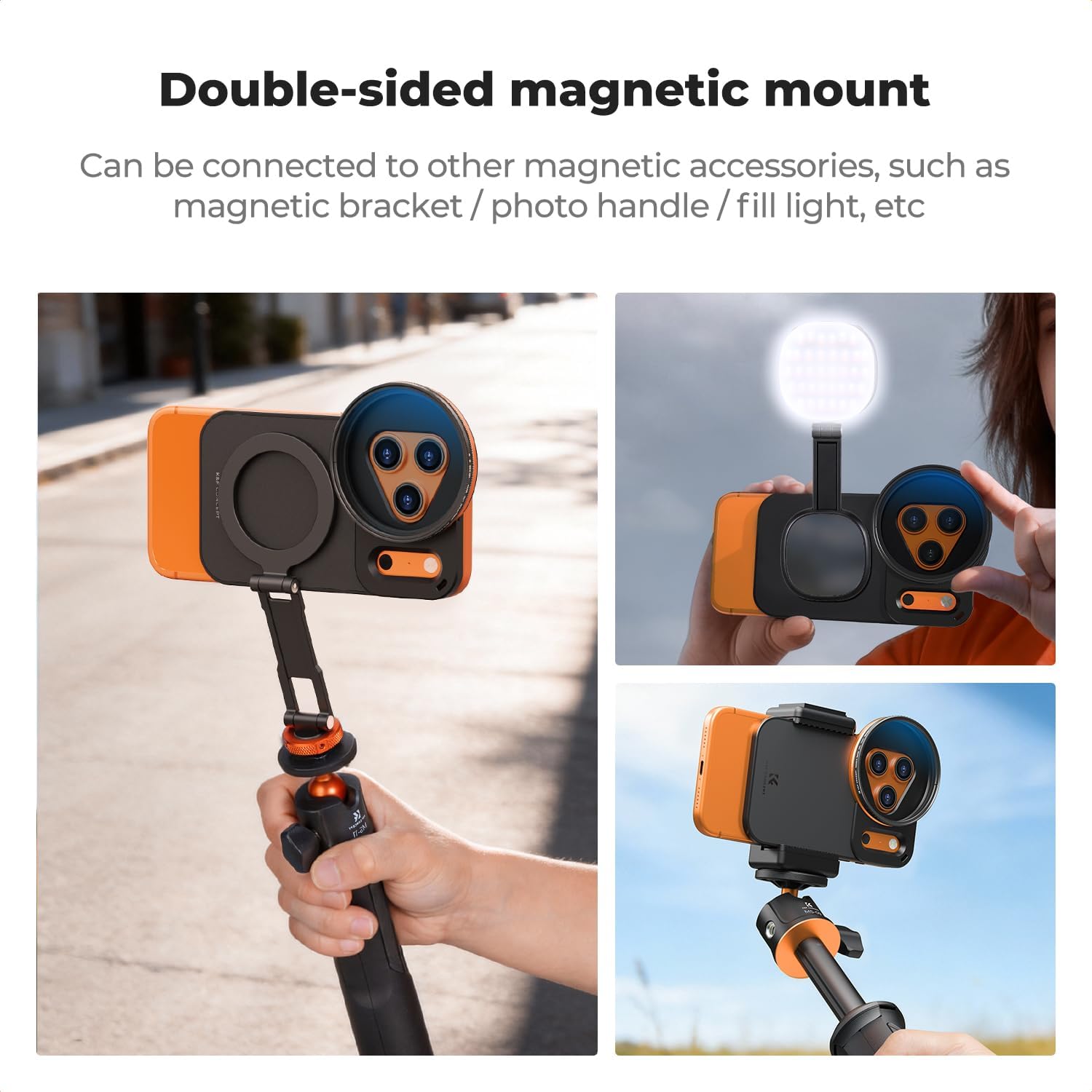 K&F CONCEPT Double-Sided Magnetic Lens Filter Mount Adapter with 58mm CPL Filter, Compatible with iPhone 17 Pro and 58mm Threaded Filters, CPL Filter Compatible with iPhone Camera Lens - Image 4