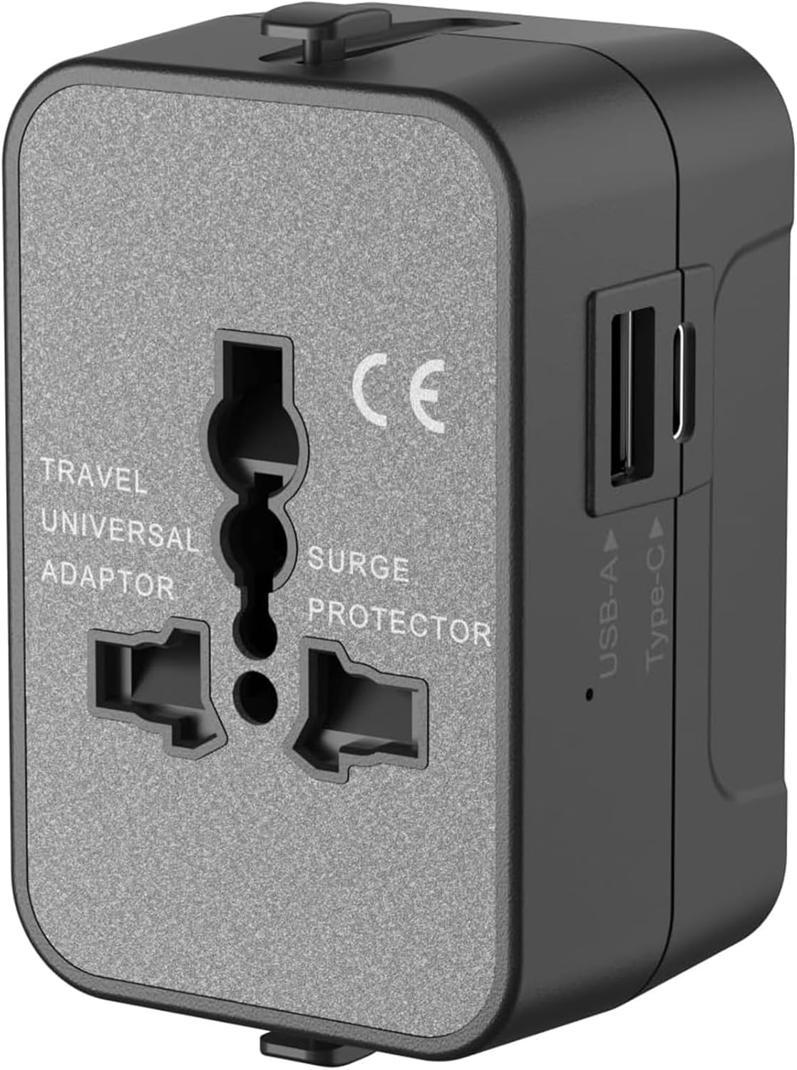 2025 Upgraded Universal Travel Adapter, Portable All in One International Power Adapter, European Travel Plug Adapter, for AC Power Plug USB-A Type-C Charging Ports with Double Fuse