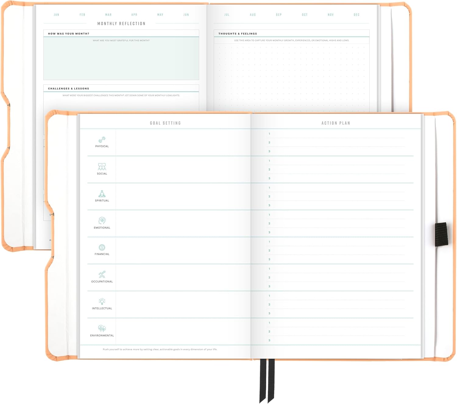AT-A-GLANCE Wellness Journal, Undated Planner Weekly & Monthly, Self-Care Tracker for Mental & Physical Health, 5-3/4" x 8-1/4", Foundation, Peach (FDH-200) - Image 4