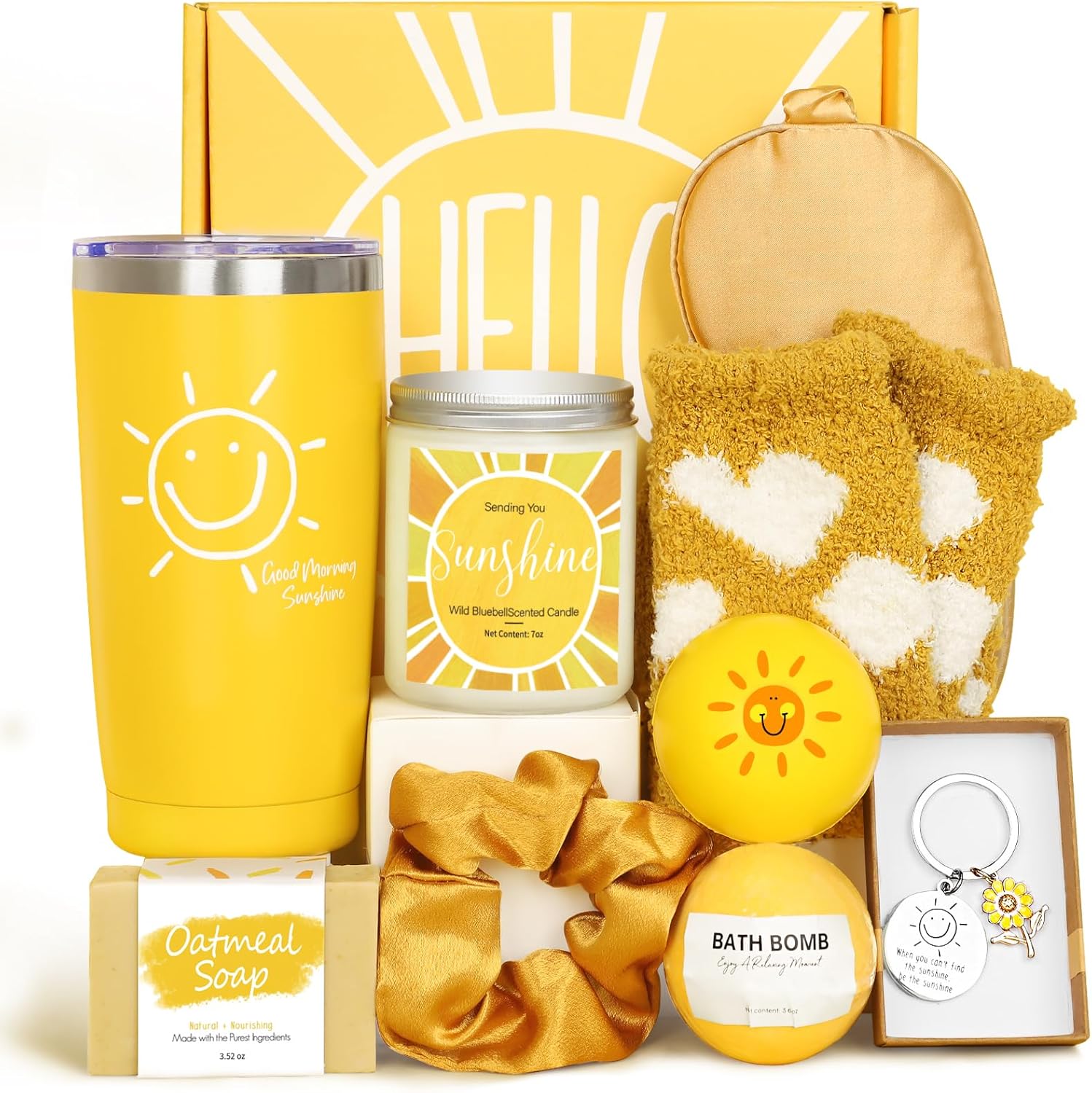 Gift Baskets for Women, 10pcs Unique Birthday Gifts for Women, Best Friend Birthday Christmas Gift, Get Well Soon Gift Basket Sending Sunshine Cheer Up Box for Sister Friendship - BRIGHTEN UP HER DAY!