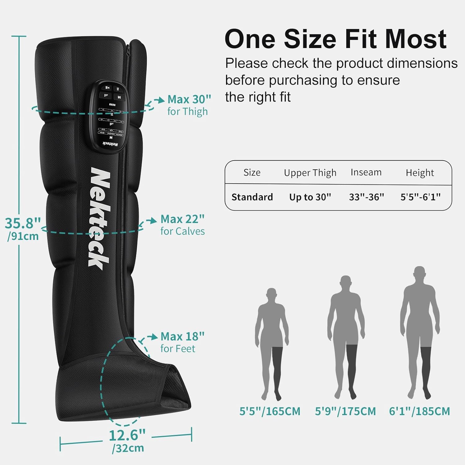 Nekteck Leg Compression Massager Recovery System, Cordless Foot and Leg Massager for Circulation and Pain Relief, Rechargeable Compression Boots with 6 Modes 4 Intensities, Legs Relaxation - Image 7