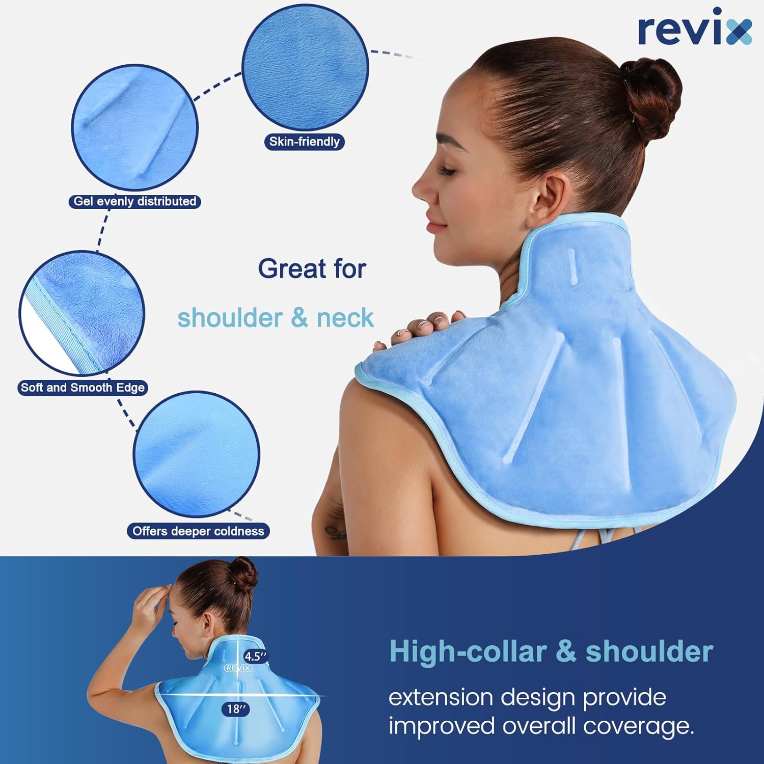 REVIX Ice Pack for Neck and Shoulders Upper Back Discomfort, Large Neck Ice Pack Wrap with Soft Plush Lining, Reusable Gel Cold Compress for Post-Workout Recovery, Blue - Image 5