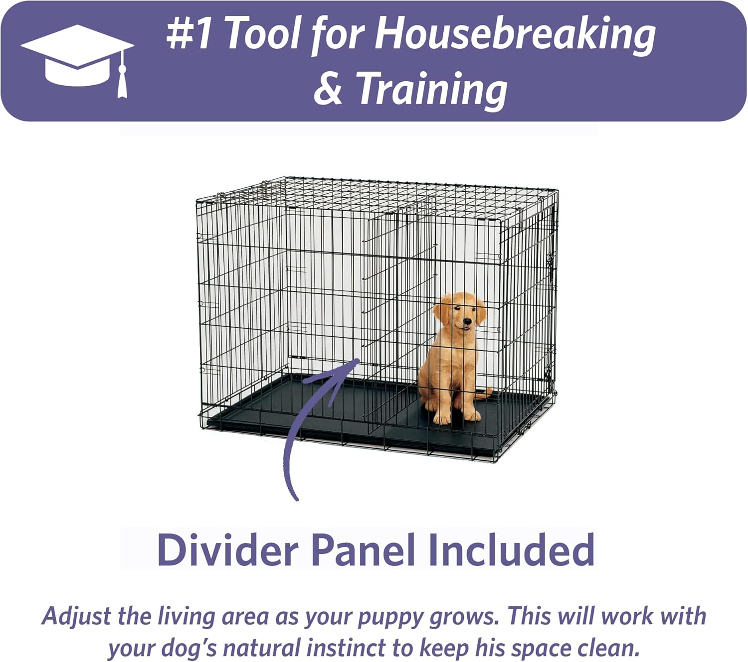 MidWest Homes for Pets 48-Inch iCrate for Extra-Large Breeds, 90-110 lbs, Single Door Folding Dog Crate with Divider Panel, Leak-Proof Tray & Secure Latches, Portable, Durable & Easy to Assemble - Image 6