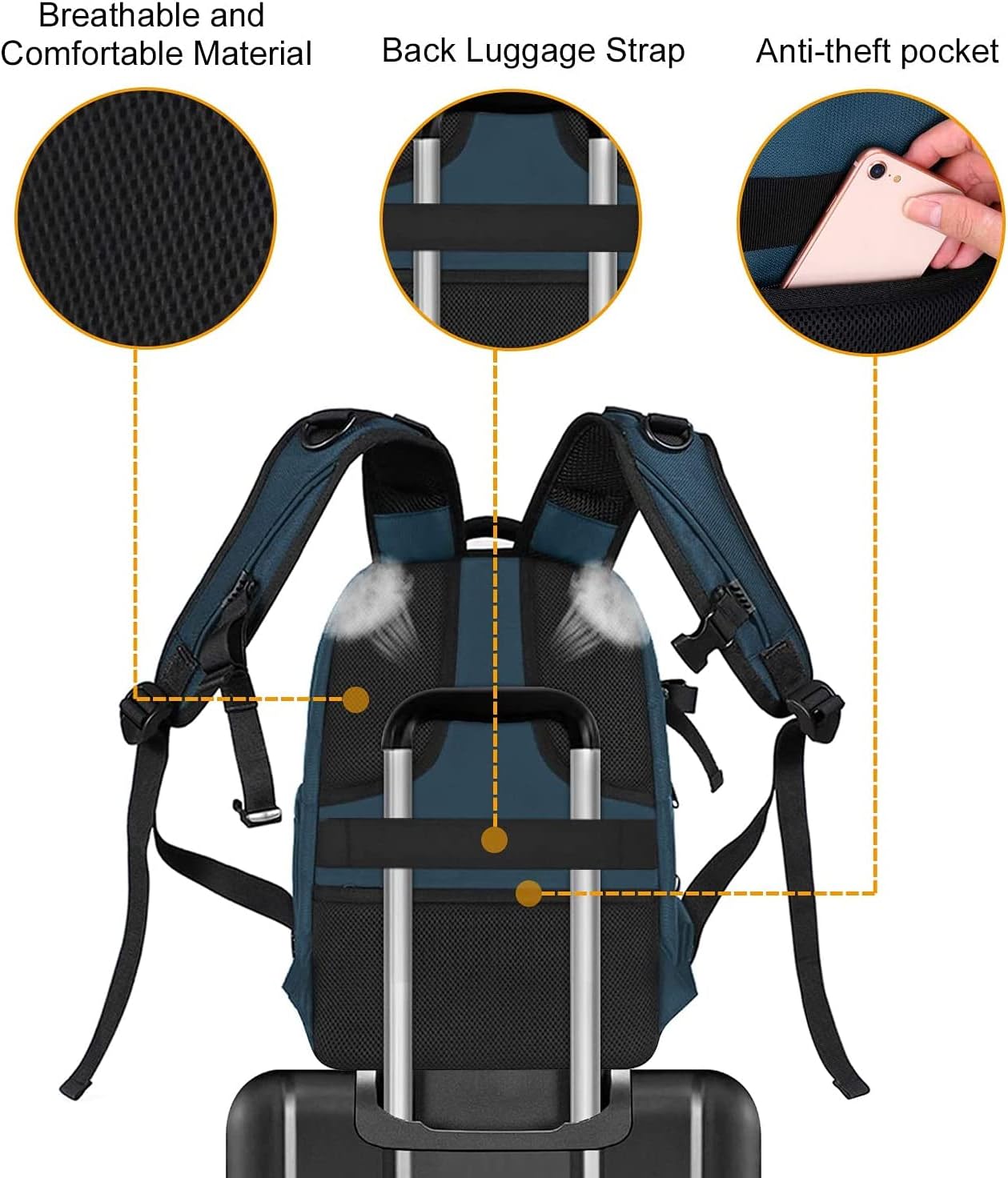 MOSISO Camera Backpack, DSLR/SLR/Mirrorless Photography Camera Bag 15-16 inch Waterproof Hardshell Case with Tripod Holder&Laptop Compartment Compatible with Canon/Nikon/Sony, Deep Teal - Image 8
