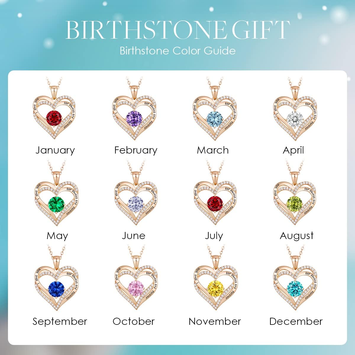 CDE Valentine's Day Gift Forever Love Heart Necklaces for Women, Wedding Anniversary, Birthday Mothers Christmas Day Gifts for Mom, Mother, Wife, S925 Silver Jewelry with Birthstone Pendant - Image 6