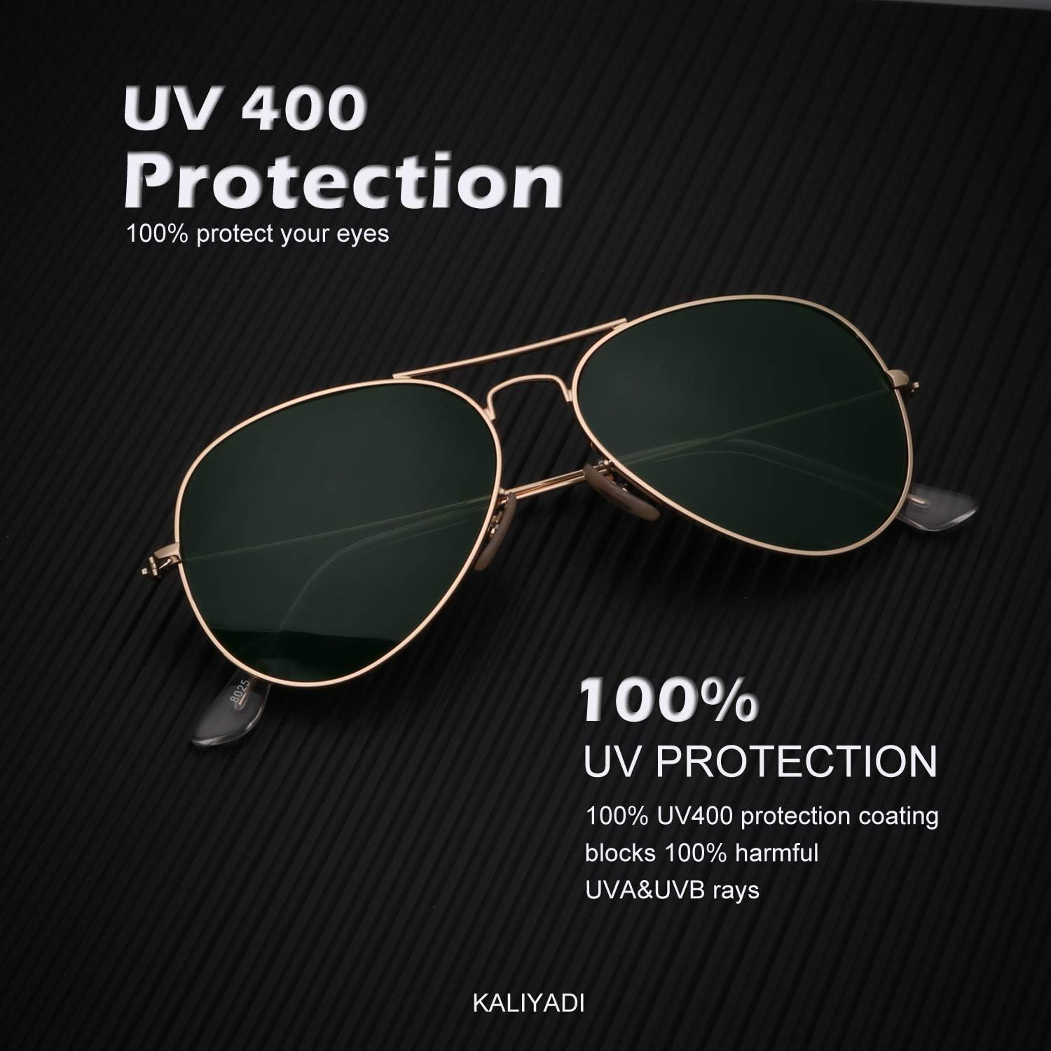 KALIYADI Classic Aviator Sunglasses for Men Women Driving Sun glasses Polarized Lens UV Blocking - Image 3