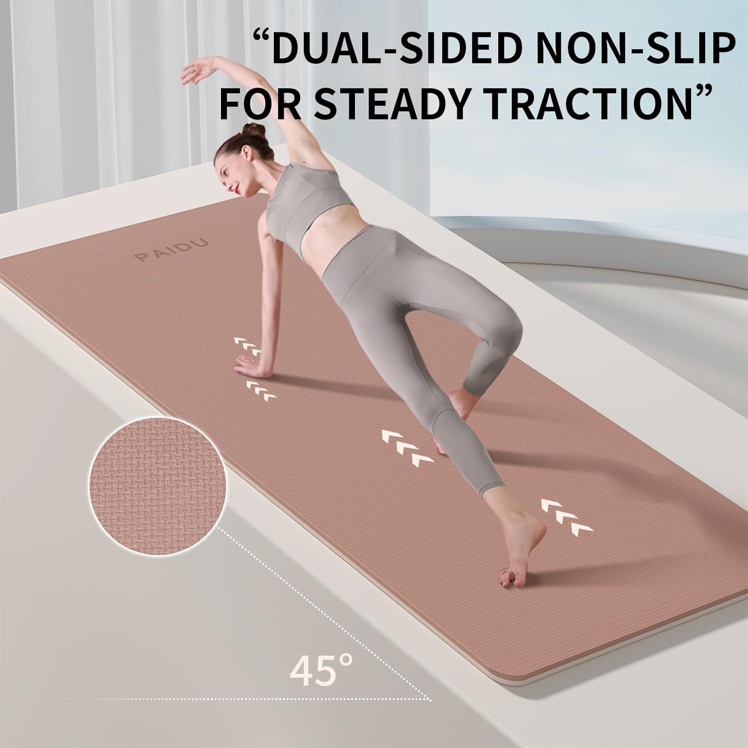 Yoga Mat Non Slip Anti-tear,extra thick-2/5 inch(10MM)High Resiliency Professional POE Yoga Mats for Women Men Kids,72"x24"inch,Workout, Yoga, Pilates and Floor Exercise, with Carrier Strap - Image 6