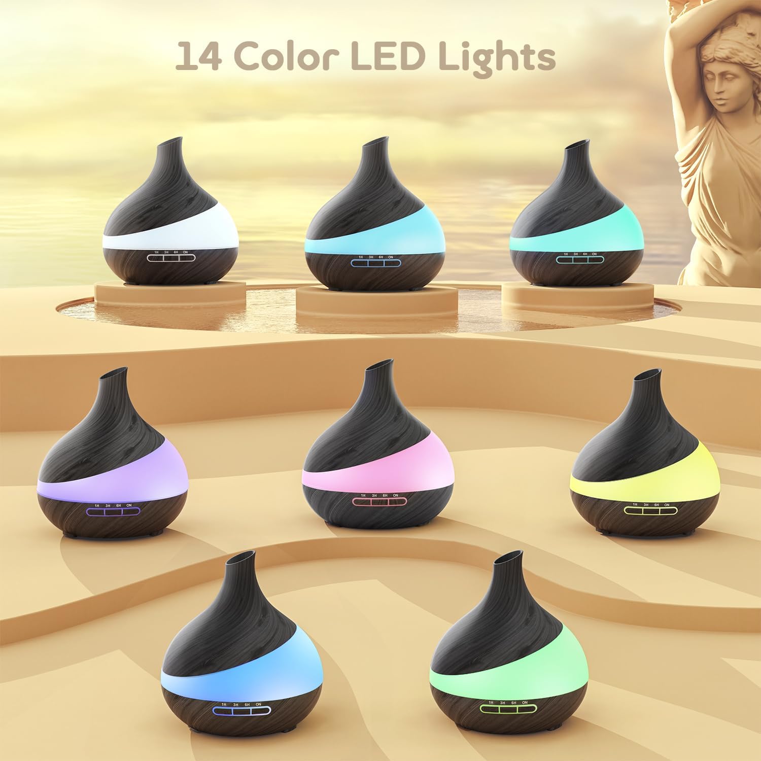 500ML Essential Oil Diffuser: Aroma Diffuser with Remote Control for Hotel Spa Yoga Room - Humidifiers for Bedroom with 14 Colors LED Night Light for Kids/Women Home Relaxation - Image 6