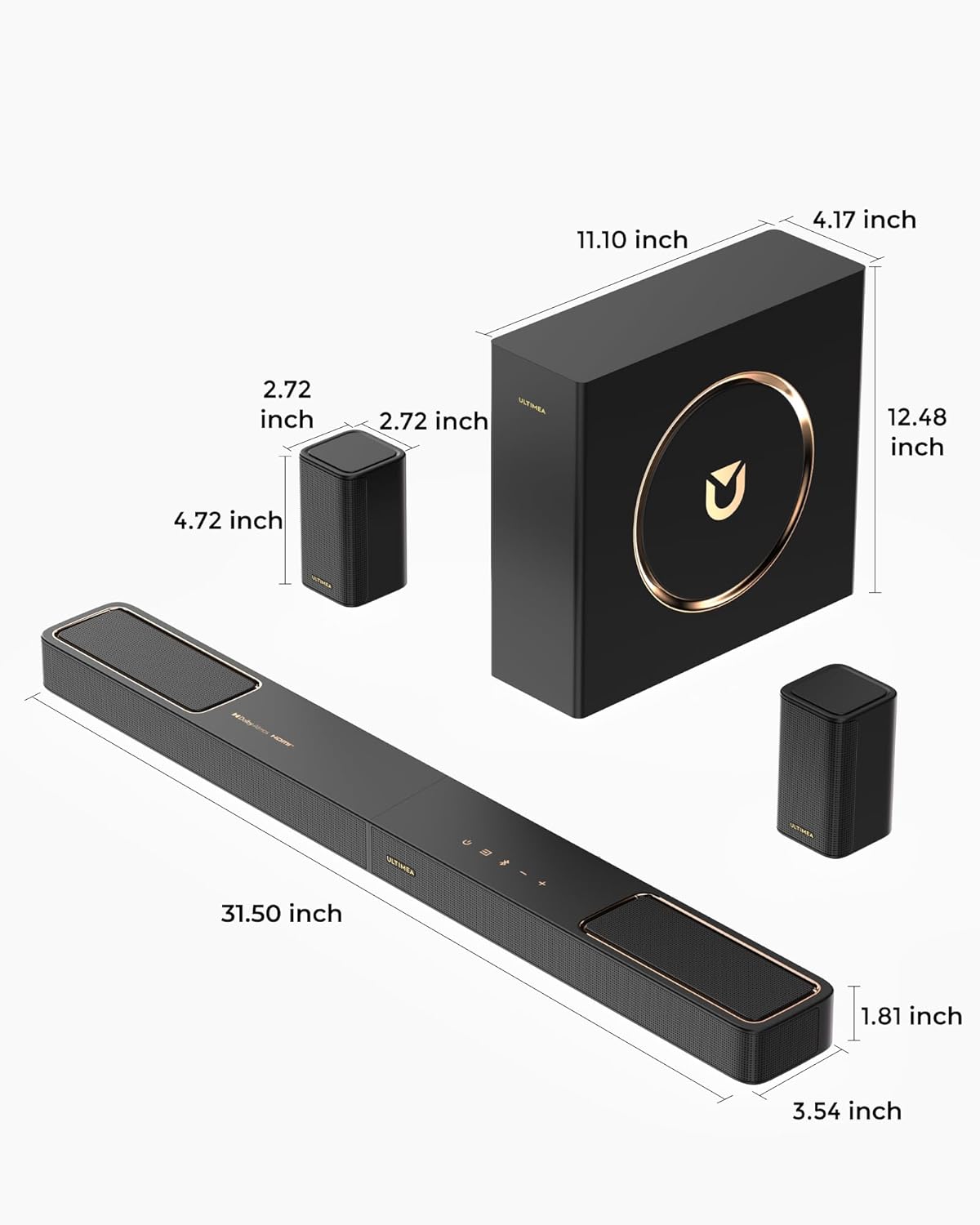 ULTIMEA 5.1.2ch Sound Bar with Dolby Atmos, Surround Sound System for TV with 2 Surround Speakers, Sound Bar for Smart TV, Soundbar for Home Theater, BT 5.4, HDMI eARC, Skywave F40 (New, 2025 Model) - Image 8