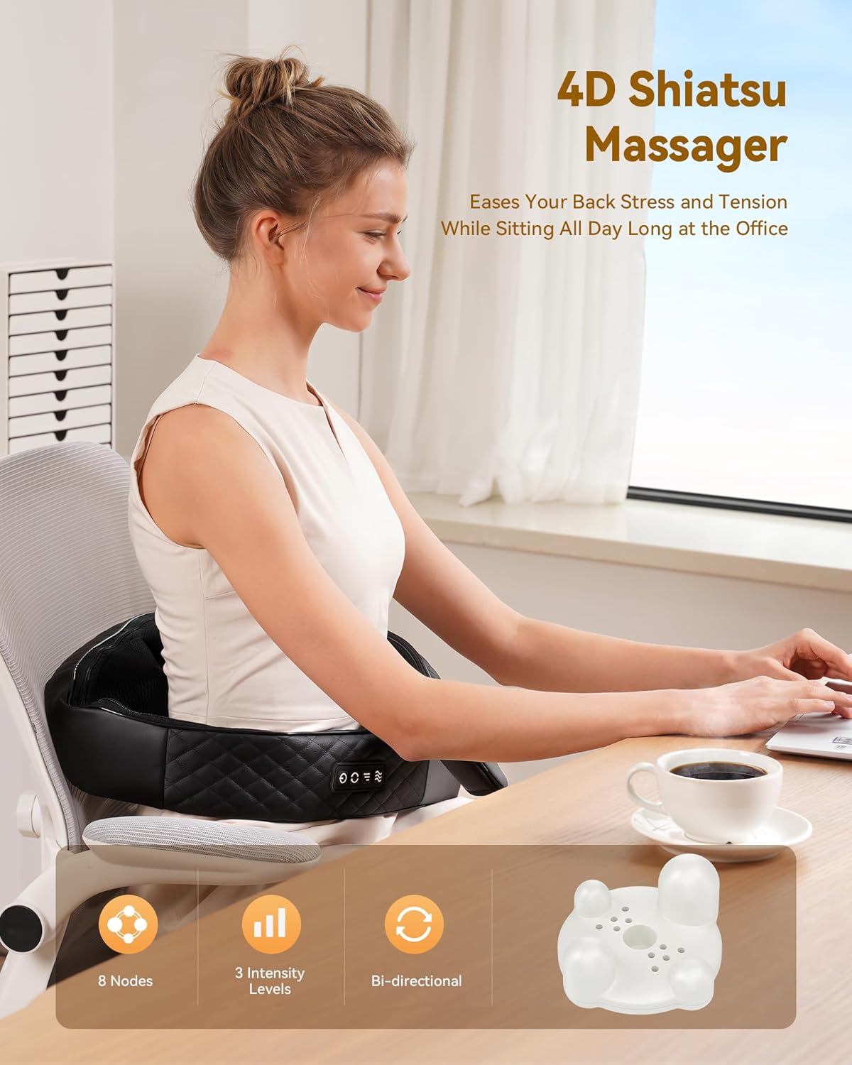 Shiatsu Neck and Back Massager with Heat, Neck and Shoulder Massager, 4D Deep Tissue Kneading Massage for Leg, Full Body Muscle Pain Relief, Ergonomic Design, Ideal Gifts for Women Men, Not Cordless - Image 7
