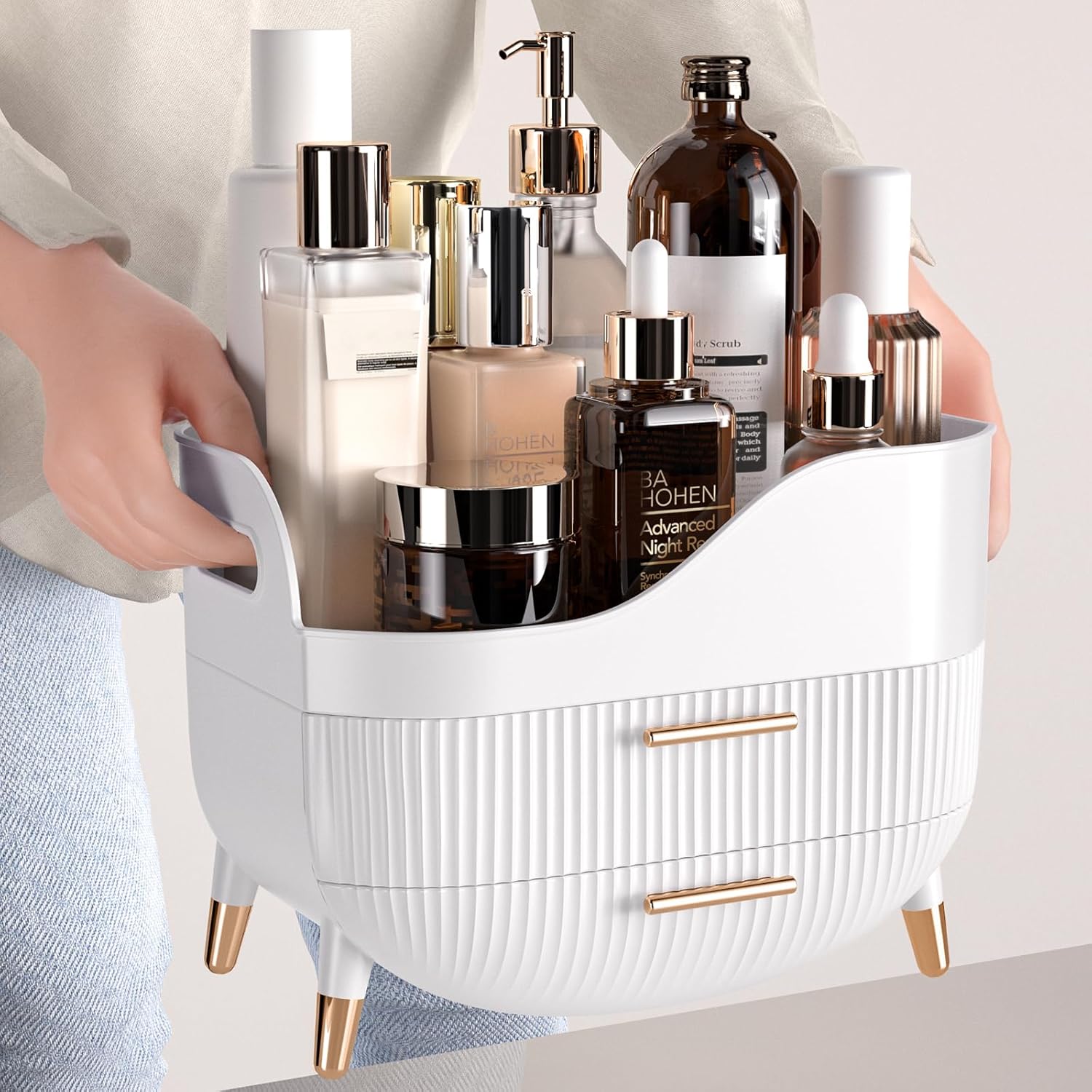Makeup Organizer with Drawers,Skincare Organizer for Vanity,Storage Box with Handle,Large Cosmetic Display case for Dresser, Bathroom Countertop - Image 5