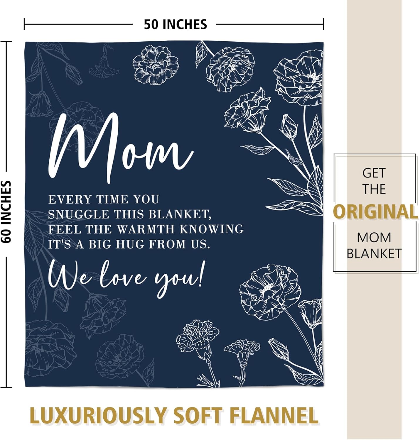 GiltGlimmer Gifts for Mom, Mom Birthday Gifts Blanket, Moms Gift for Women from Daughter Son, We Love You Present for Mother Mommy Mothers Day Christmas 60" x 50", Blue - Image 6