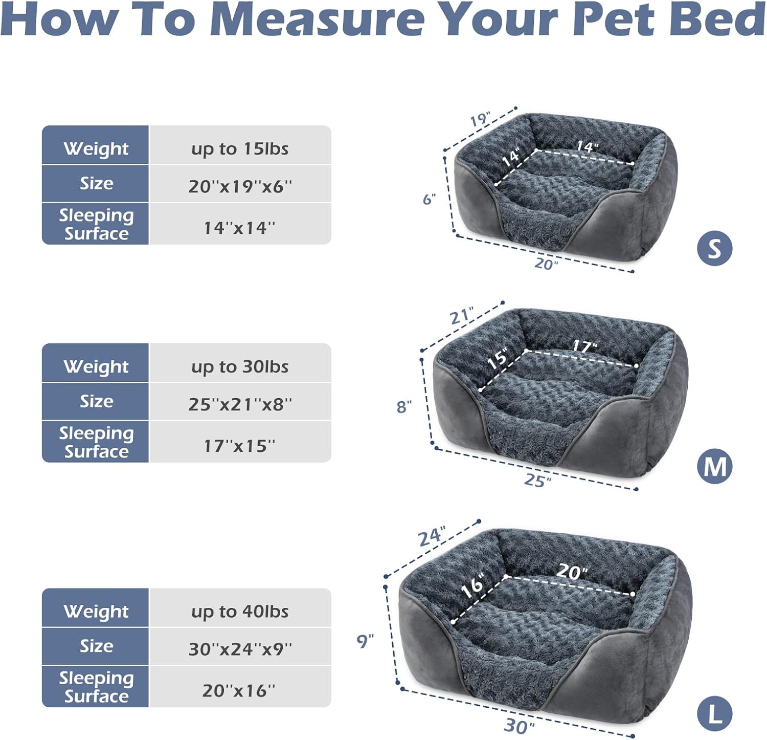 INVENHO Rectangle Washable Orthopedic Dog Bed for Small, Medium and Large Dogs, Soft Calming, Sleeping Puppy Bed Durable Pet Cuddler with Anti-Slip Bottom, S (20"x19"x6") - Image 3