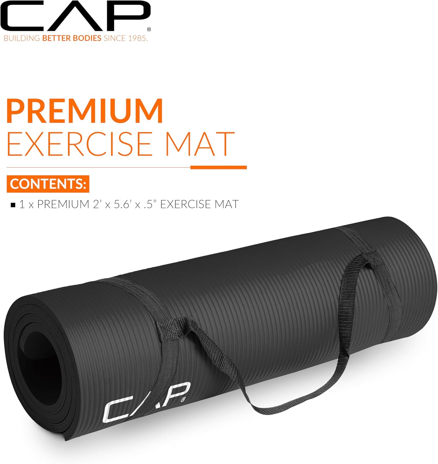 CAP Barbell 1/2-Inch High Density Exercise Yoga Mat with Strap | Multiple Options - Image 2