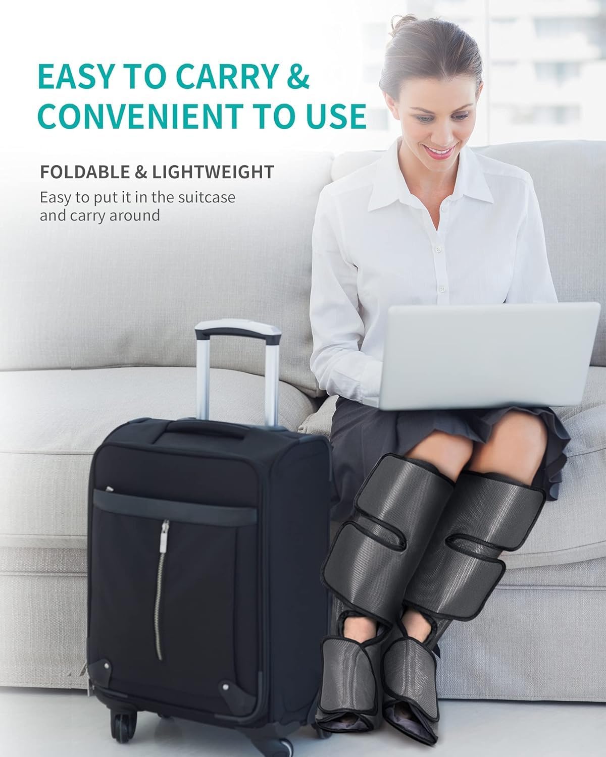 Nekteck Leg Compression Massager for Circulation and Relaxation, FSA Eligible Foot and Calf Massage Machine 2 Modes 3 Intensities with Hand-held Controller for Pain Relief, HSA Adjustable Leg Wraps - Image 9