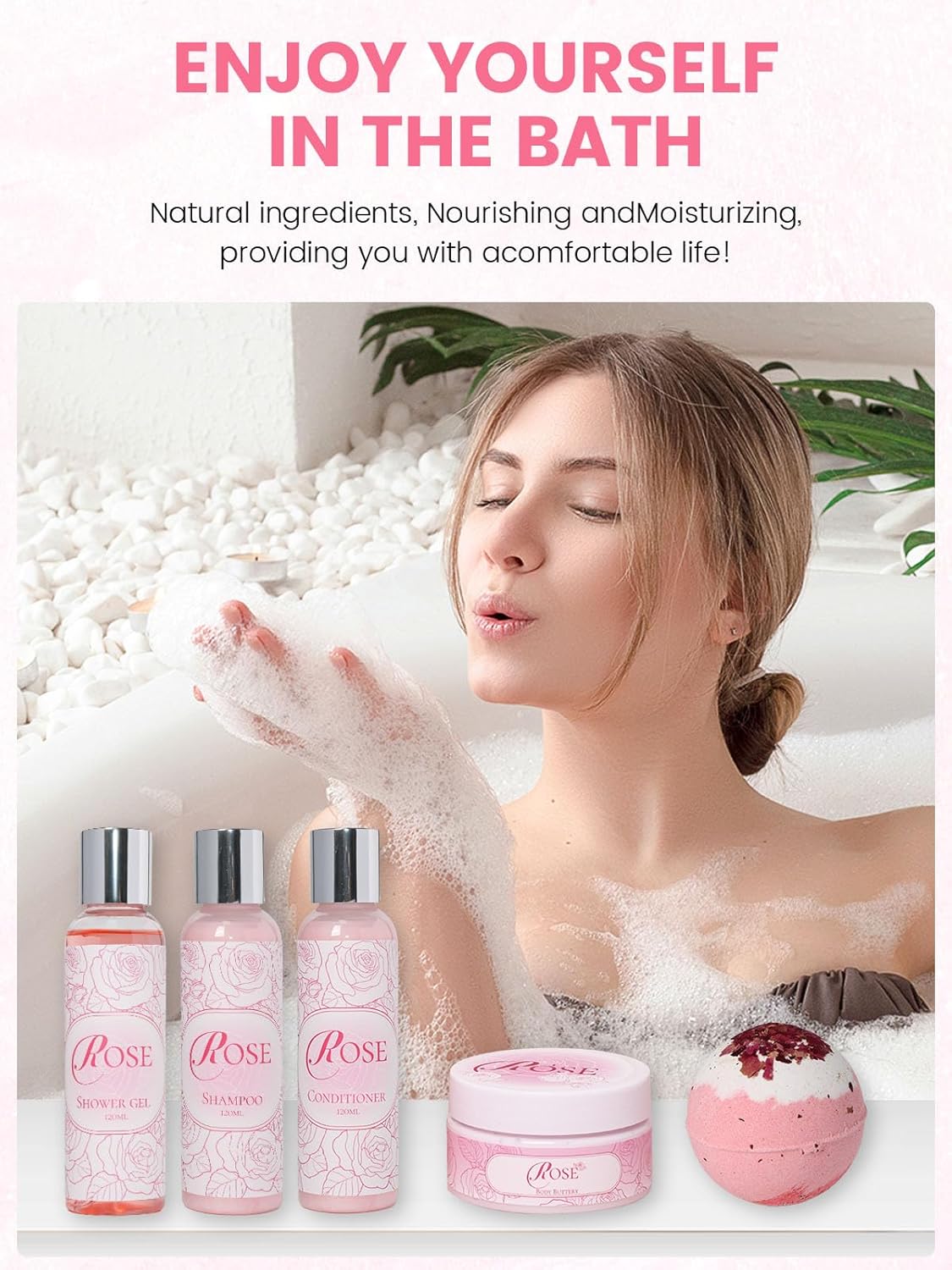 Mother's Day Gifts Set 16Pcs Rose Spa Bath & Body Care Set with Bath Bombs & Lotions, Relaxing Home Spa Gift Kit for Mom Wife Girlfriend, Ideal for Mother’s Day Birthday Women Gift Sets - Image 5