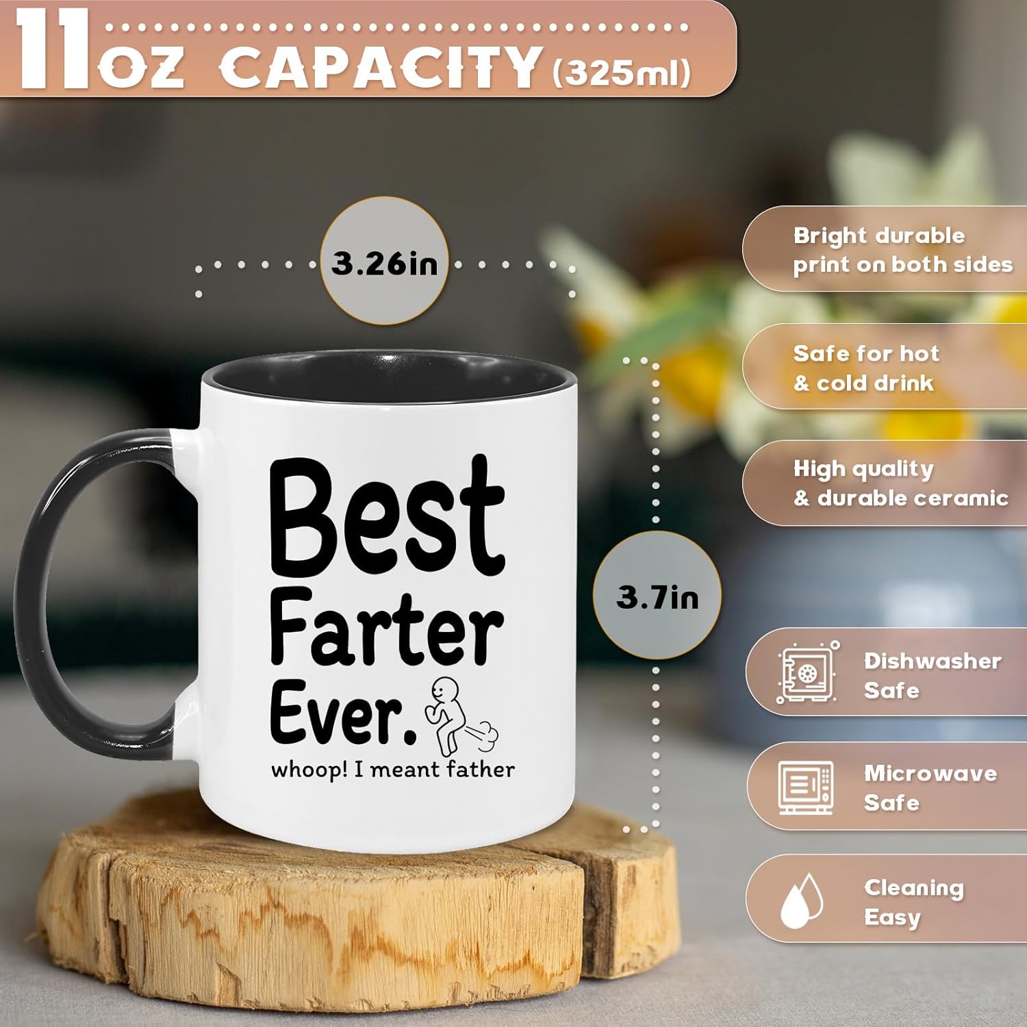 Funny Gifts for Dad Mug 11Oz Funny Valentines Day Christmas Gifts for Dad Birthday Gifts Gift from Daughter Son,Best Father Ever Coffee Cup Microwave & Dishwasher Safe - Image 3