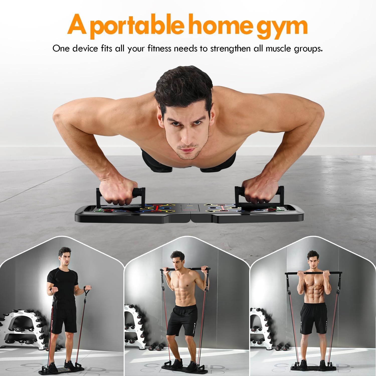 MQRW Push Up Board,Home Gym,Portable Exercise Equipment,Pilates Bar and 20 Fitness Accessories with Resistance Bands and Ab Roller Wheel,Full Body Workout at Home - Image 6