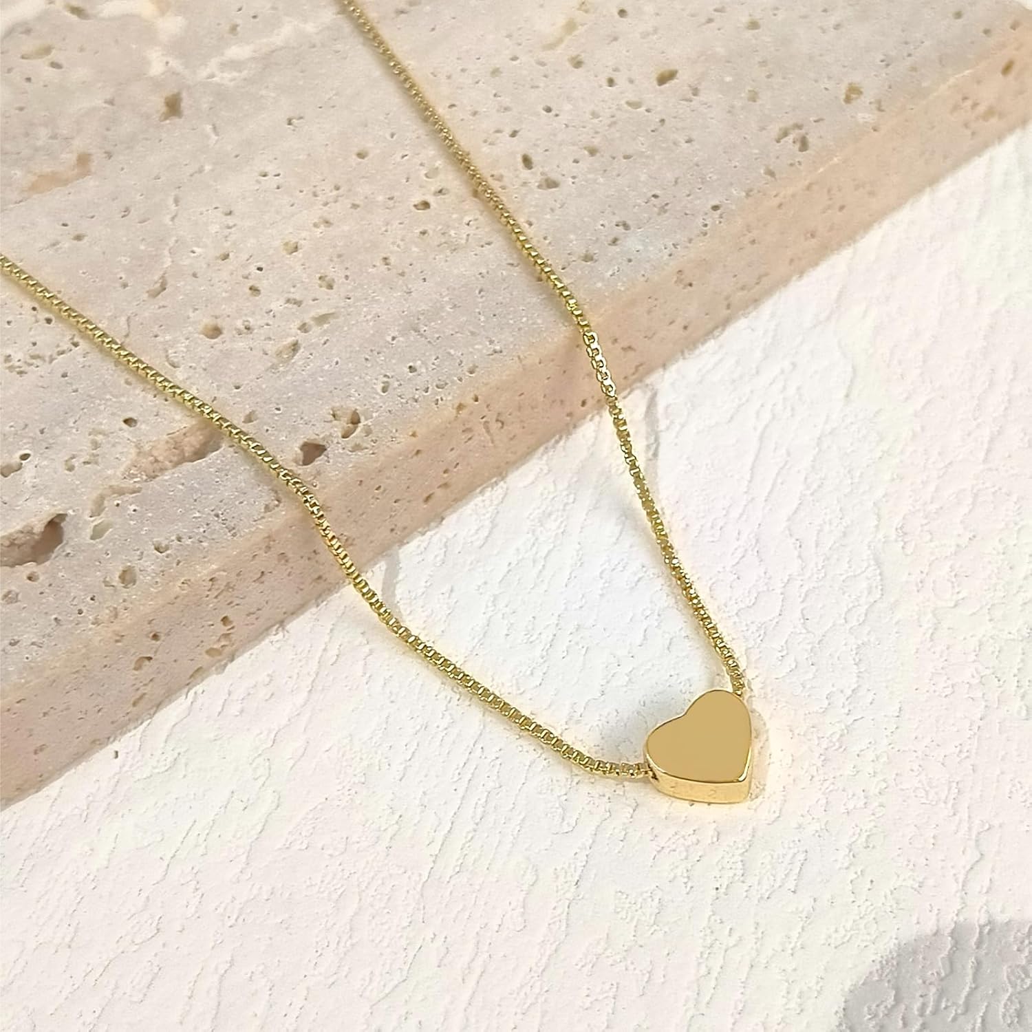 Zeffy Dainty Gold Heart Necklace for Women Trendy 14K Gold/Silver Plate Cute Heart Pendant Choker Necklaces Gold Love Heart Chain Necklace for Women Dainty Gold Jewelry Gifts for Women - Image 5