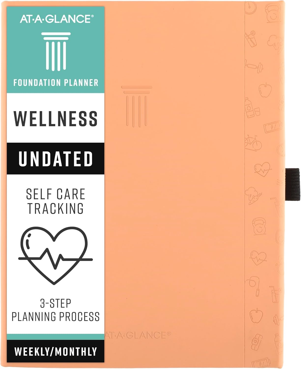 AT-A-GLANCE Wellness Journal, Undated Planner Weekly & Monthly, Self-Care Tracker for Mental & Physical Health, 5-3/4" x 8-1/4", Foundation, Peach (FDH-200)