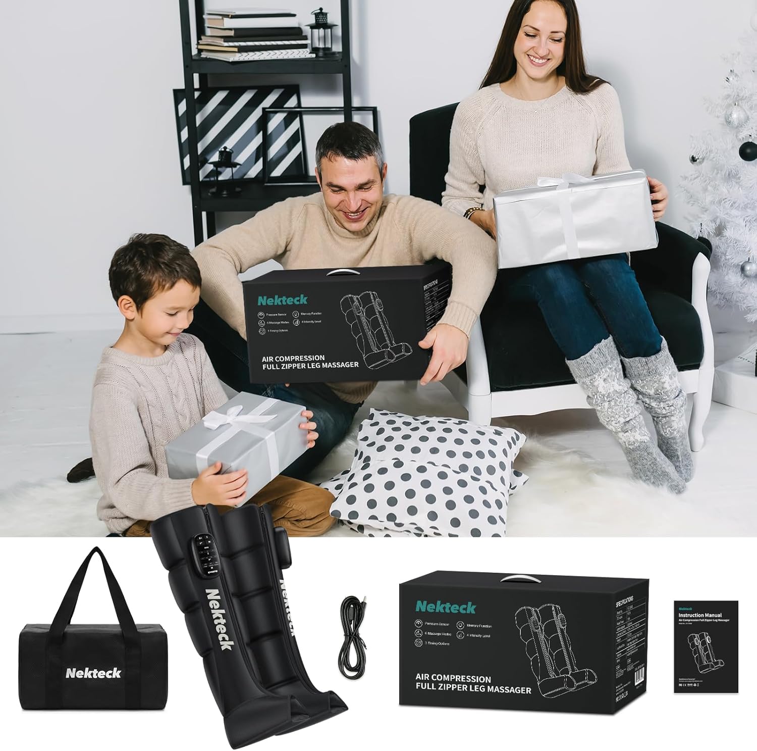 Nekteck Leg Compression Massager Recovery System, Cordless Foot and Leg Massager for Circulation and Pain Relief, Rechargeable Compression Boots with 6 Modes 4 Intensities, Legs Relaxation - Image 9